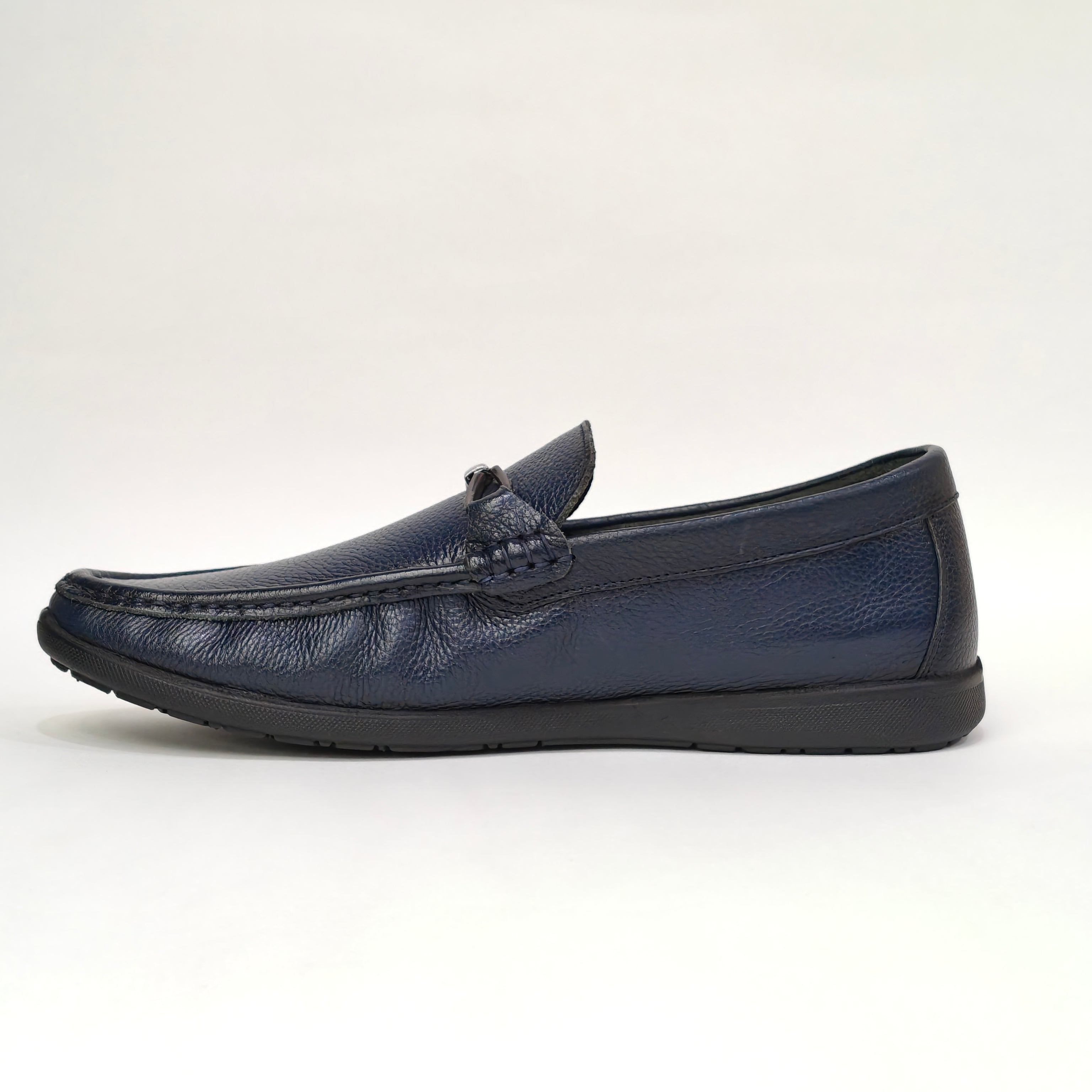 Men’s Genuine Leather Loafers – Slip-On Comfort Shoes (Blue/Black)