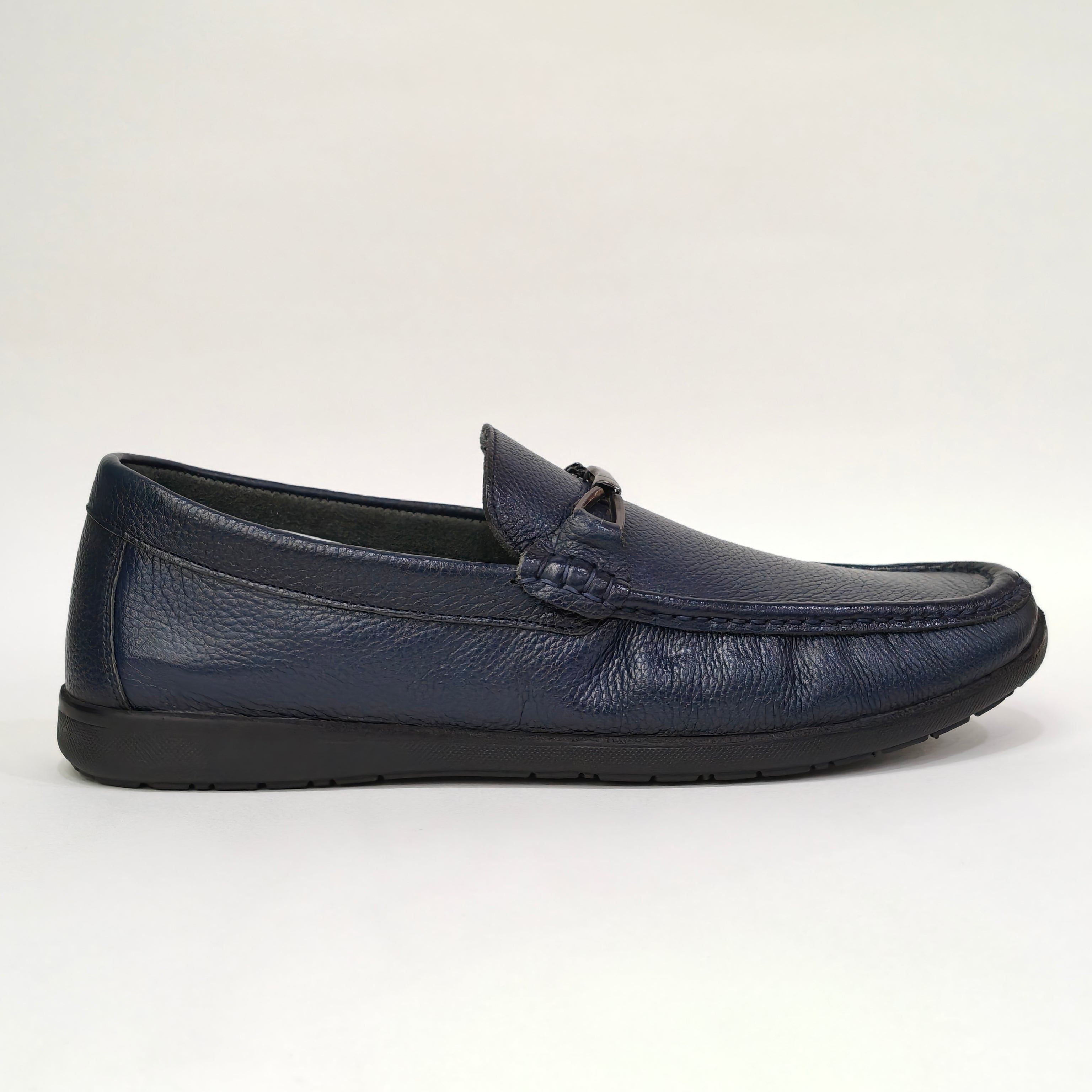 Men’s Genuine Leather Loafers – Slip-On Comfort Shoes (Blue/Black)