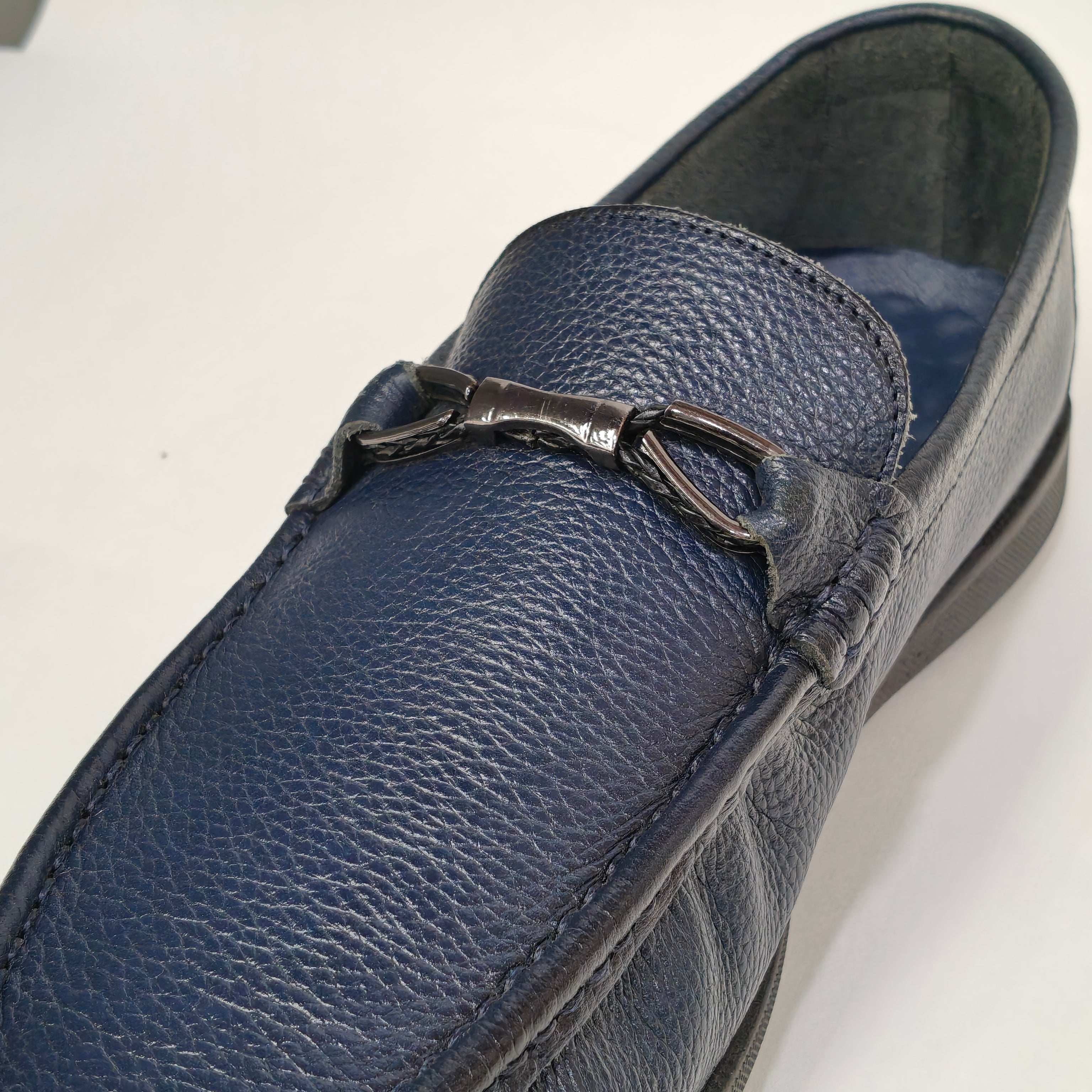 Men’s Genuine Leather Loafers – Slip-On Comfort Shoes (Blue/Black)