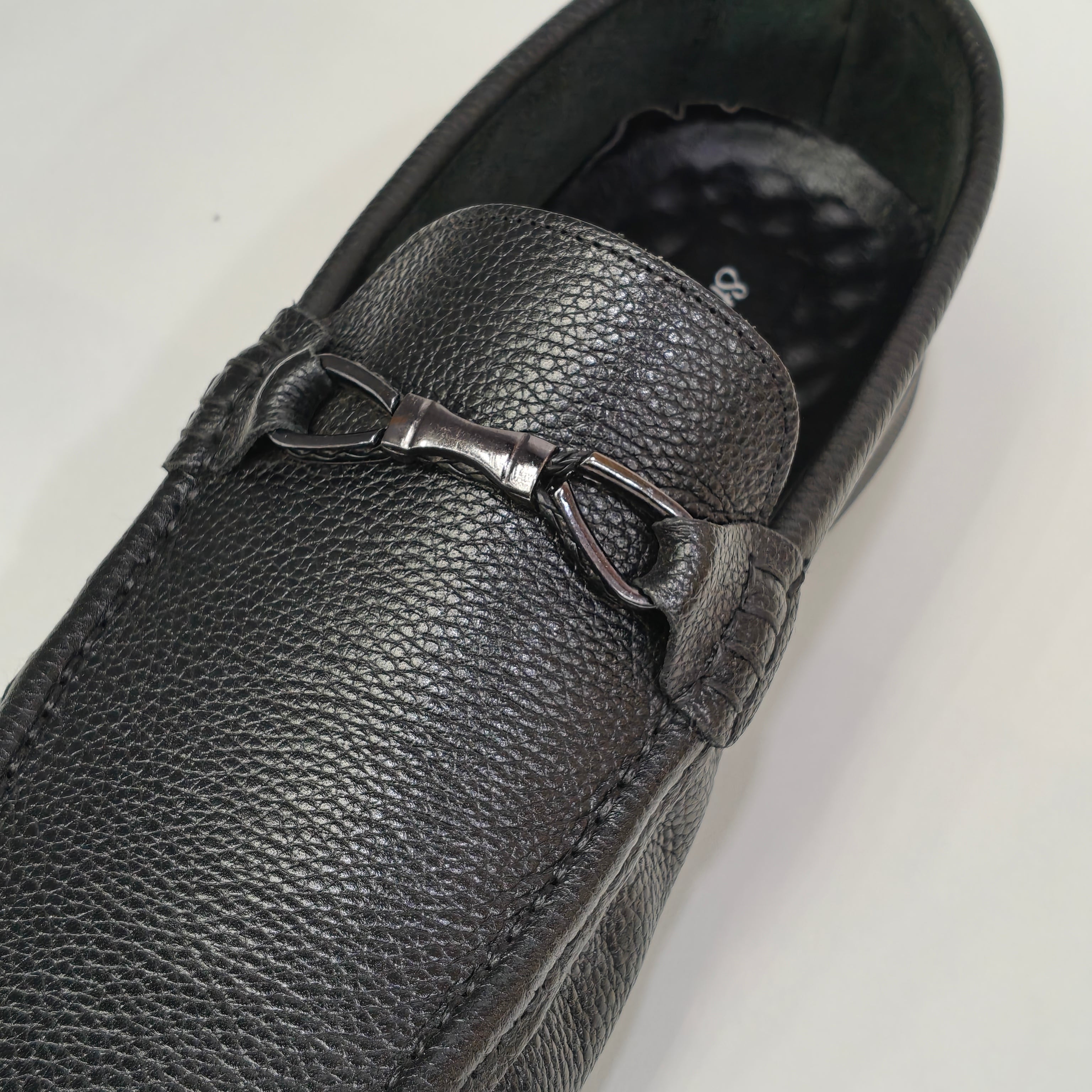 Men’s Genuine Leather Loafers – Slip-On Comfort Shoes (Blue/Black)
