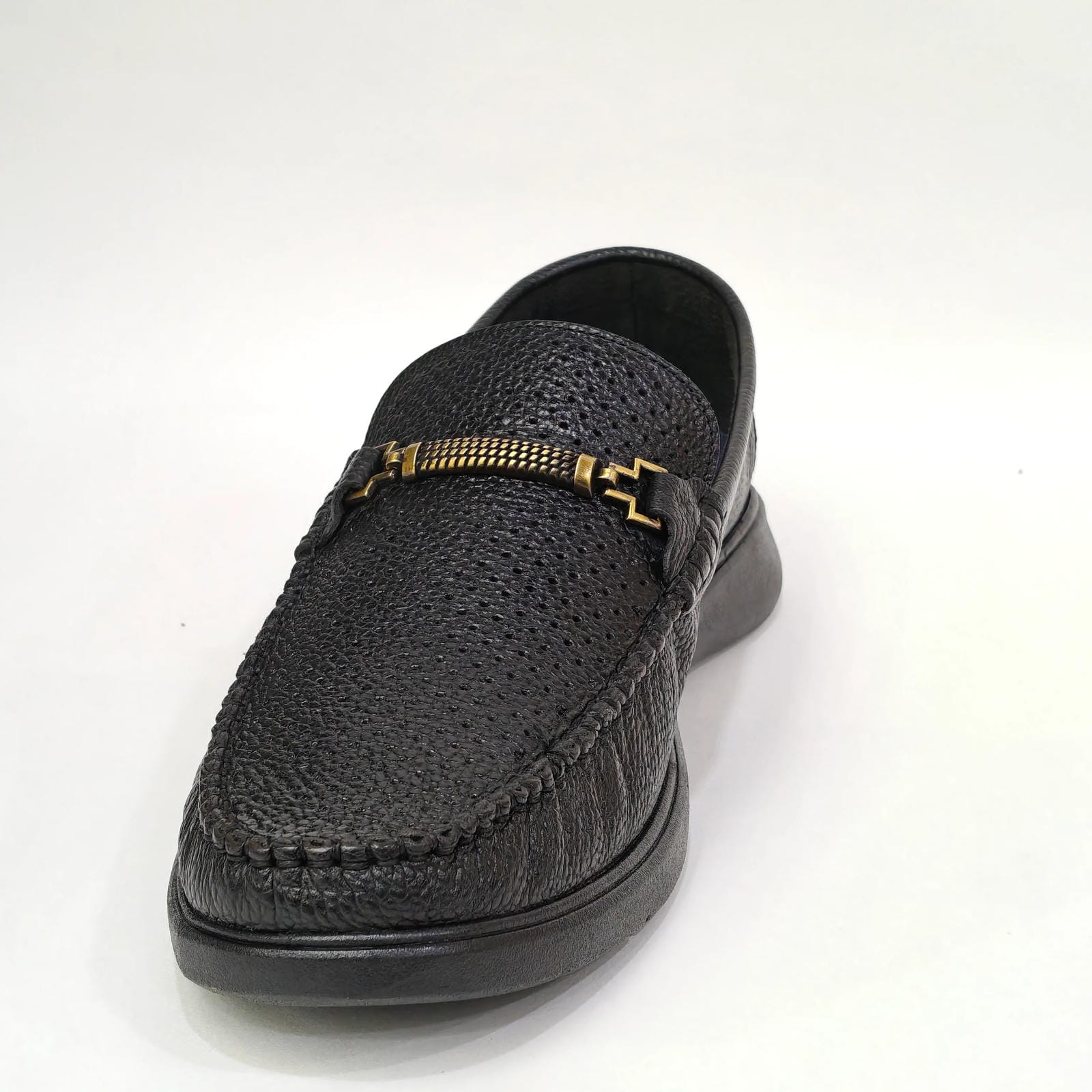 Men’s Dotted Pattern Loafers – Slip-On Shoes (Black / Brown)