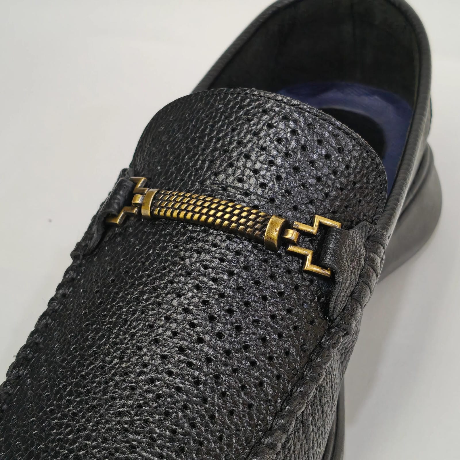 Men’s Dotted Pattern Loafers – Slip-On Shoes (Black / Brown)
