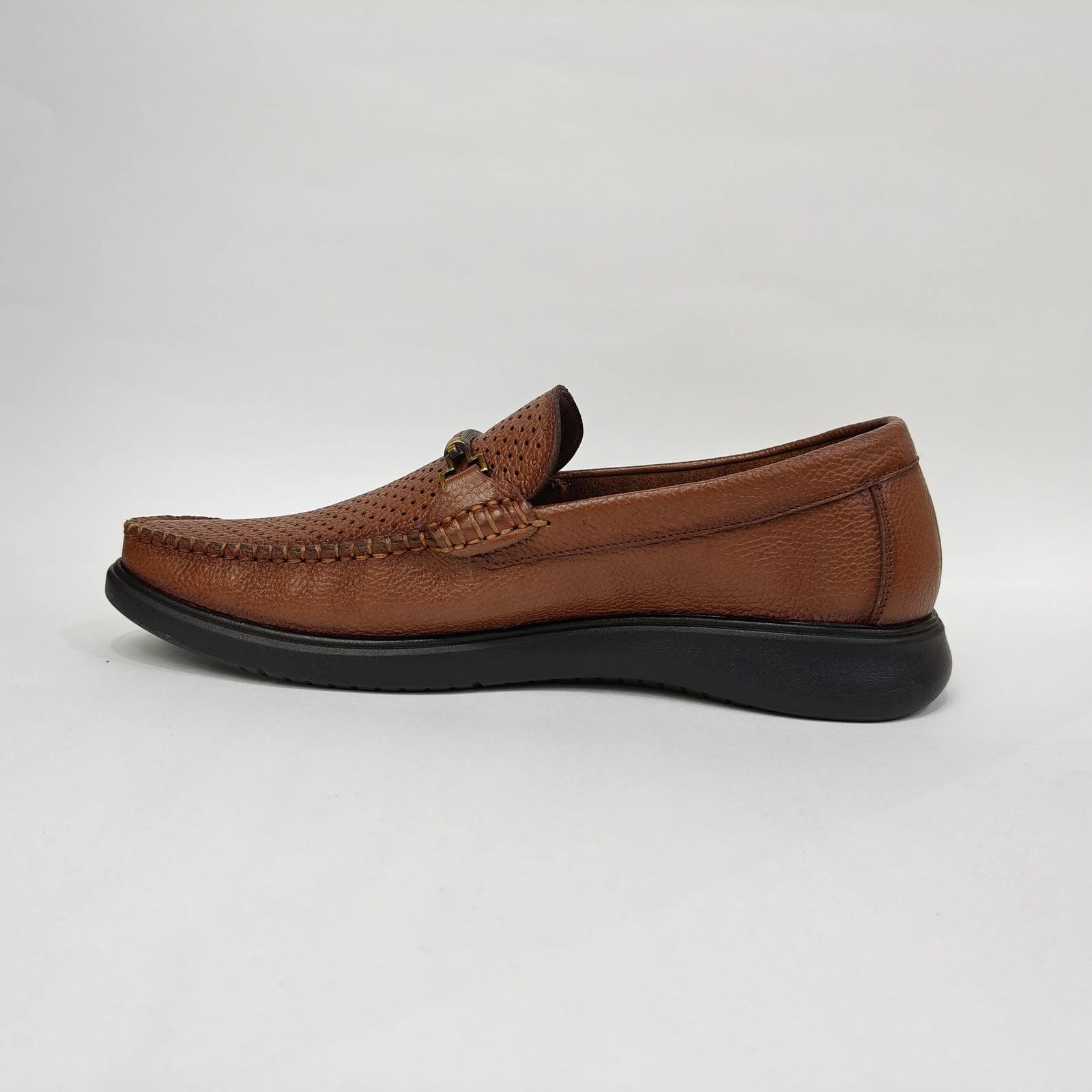 Men’s Dotted Pattern Loafers – Slip-On Shoes (Black / Brown)
