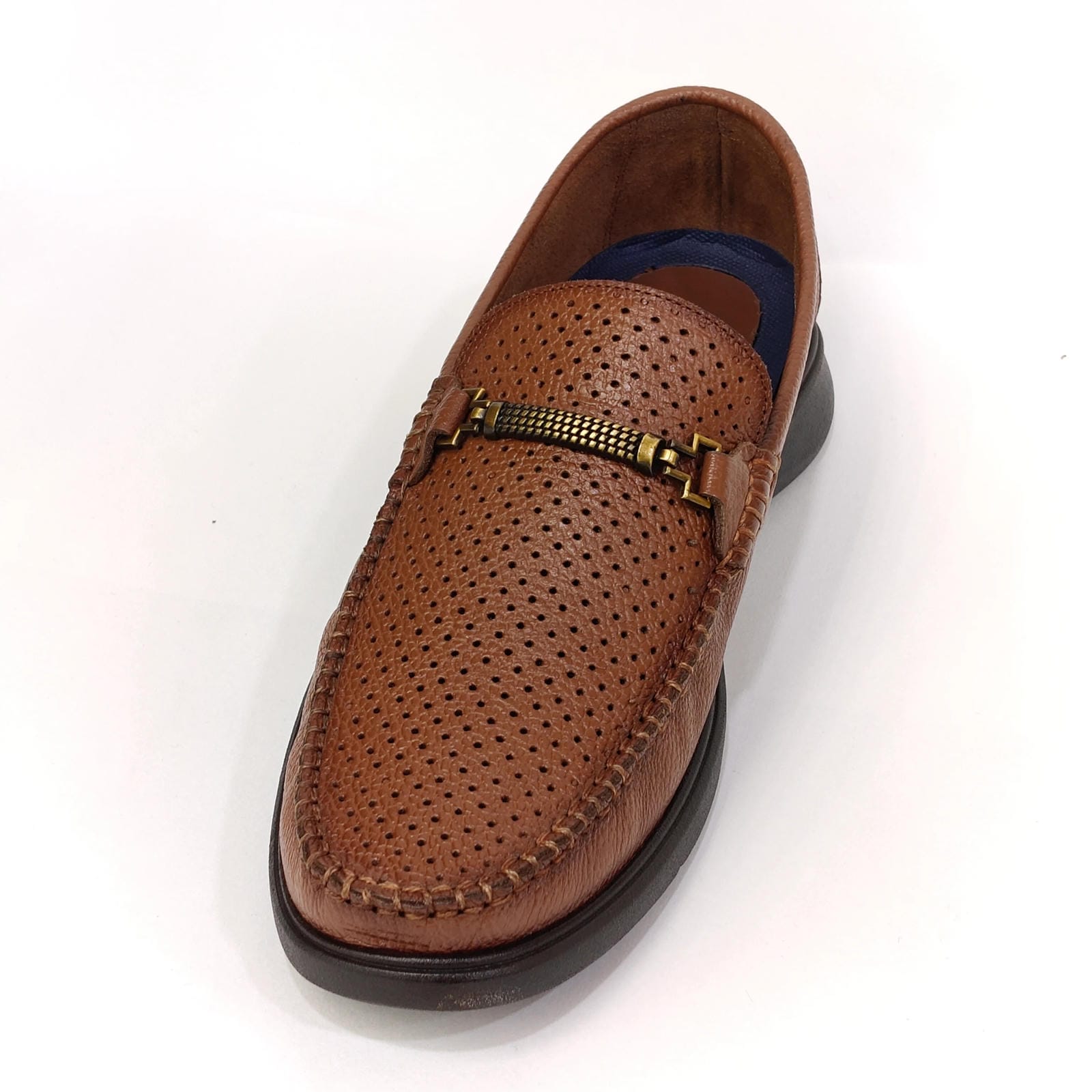 Men’s Dotted Pattern Loafers – Slip-On Shoes (Black / Brown)