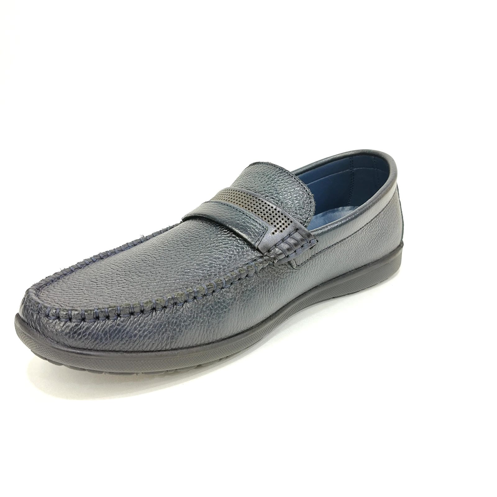 Men’s Genuine Leather Net Shoe – Black & Blue