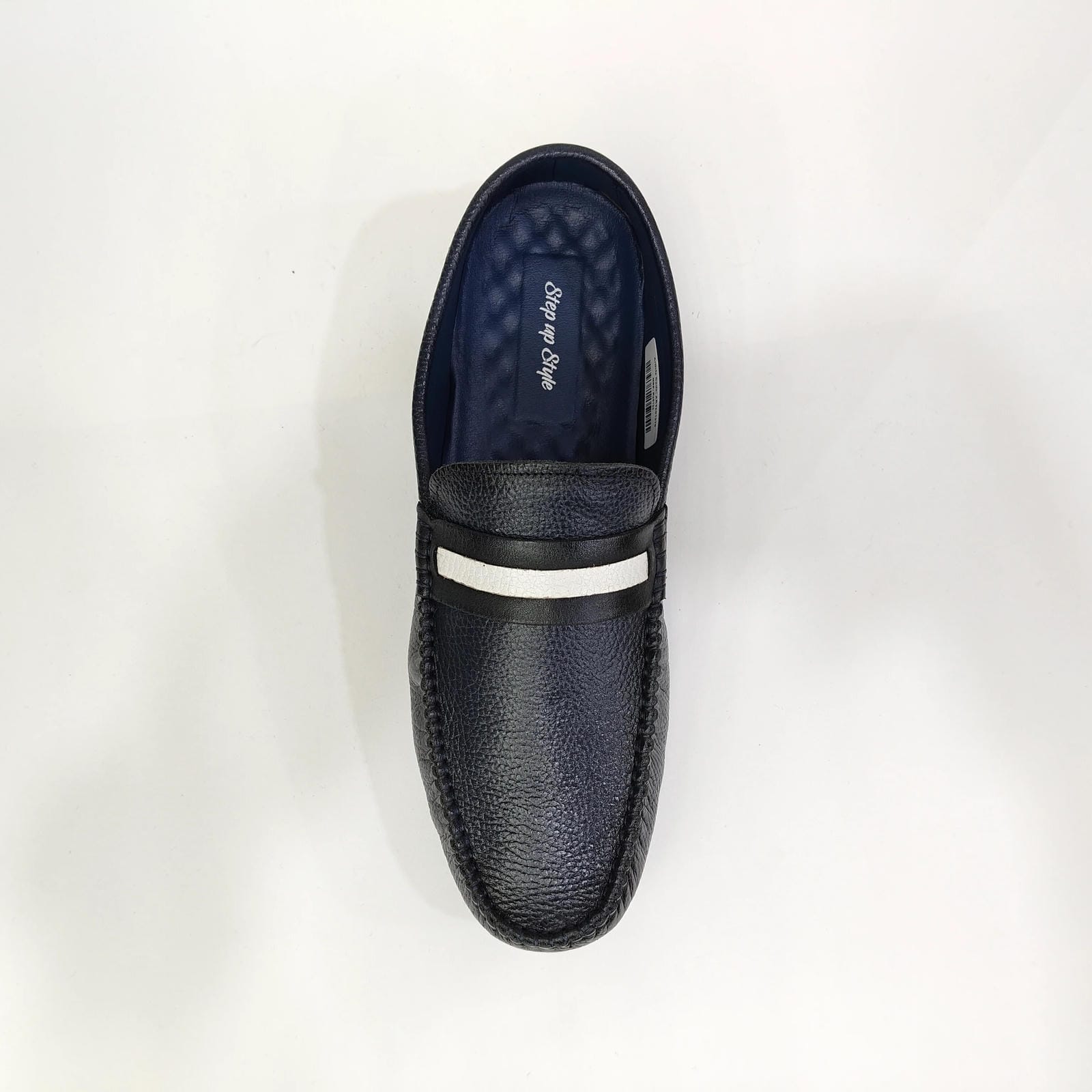 Men’s Genuine Leather Loafer – White & Black | Blue & White