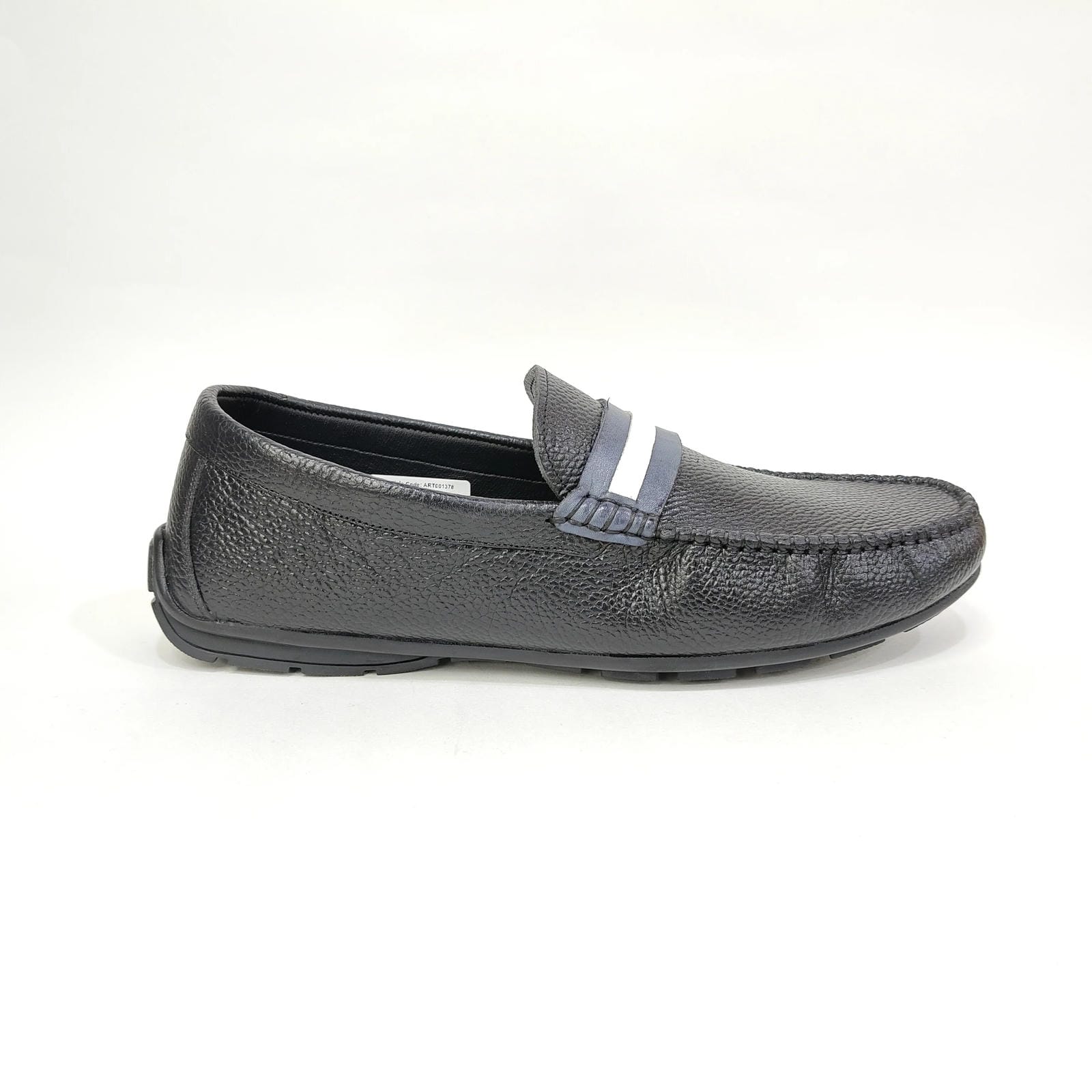 Men’s Genuine Leather Loafer – White & Black | Blue & White