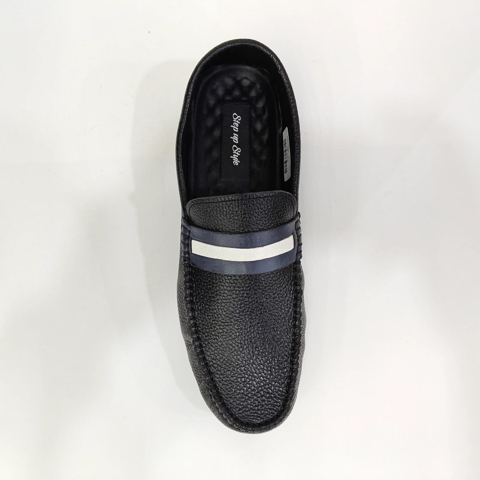 Men’s Genuine Leather Loafer – White & Black | Blue & White
