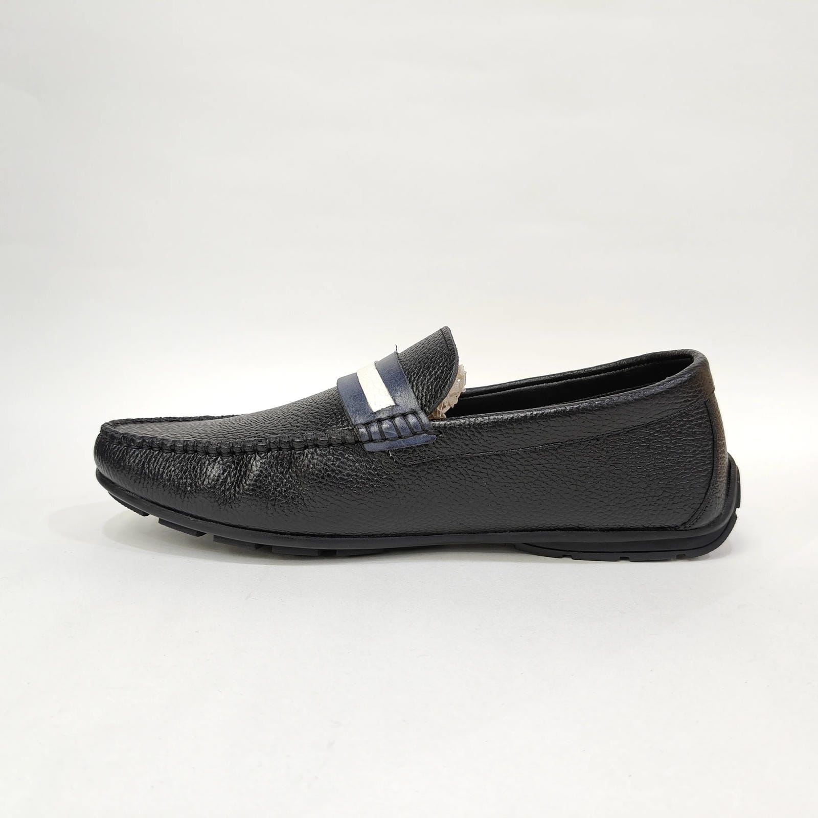 Men’s Genuine Leather Loafer – White & Black | Blue & White