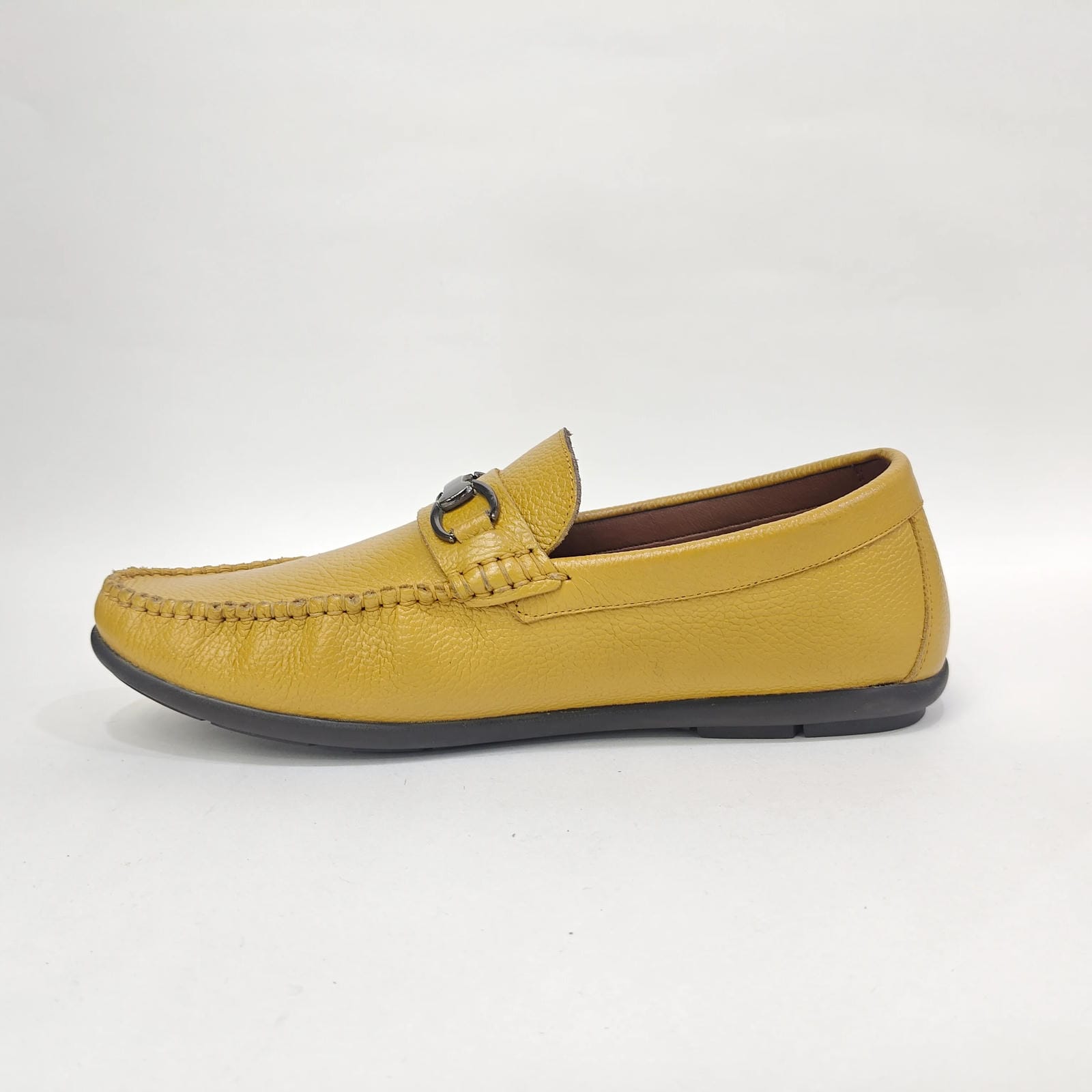 Men’s Genuine Leather Shoes – Black & Yellow