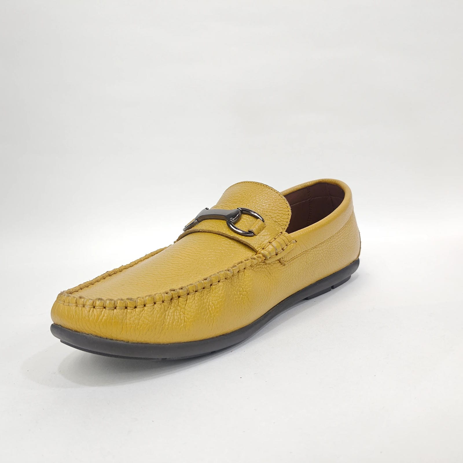 Men’s Genuine Leather Shoes – Black & Yellow
