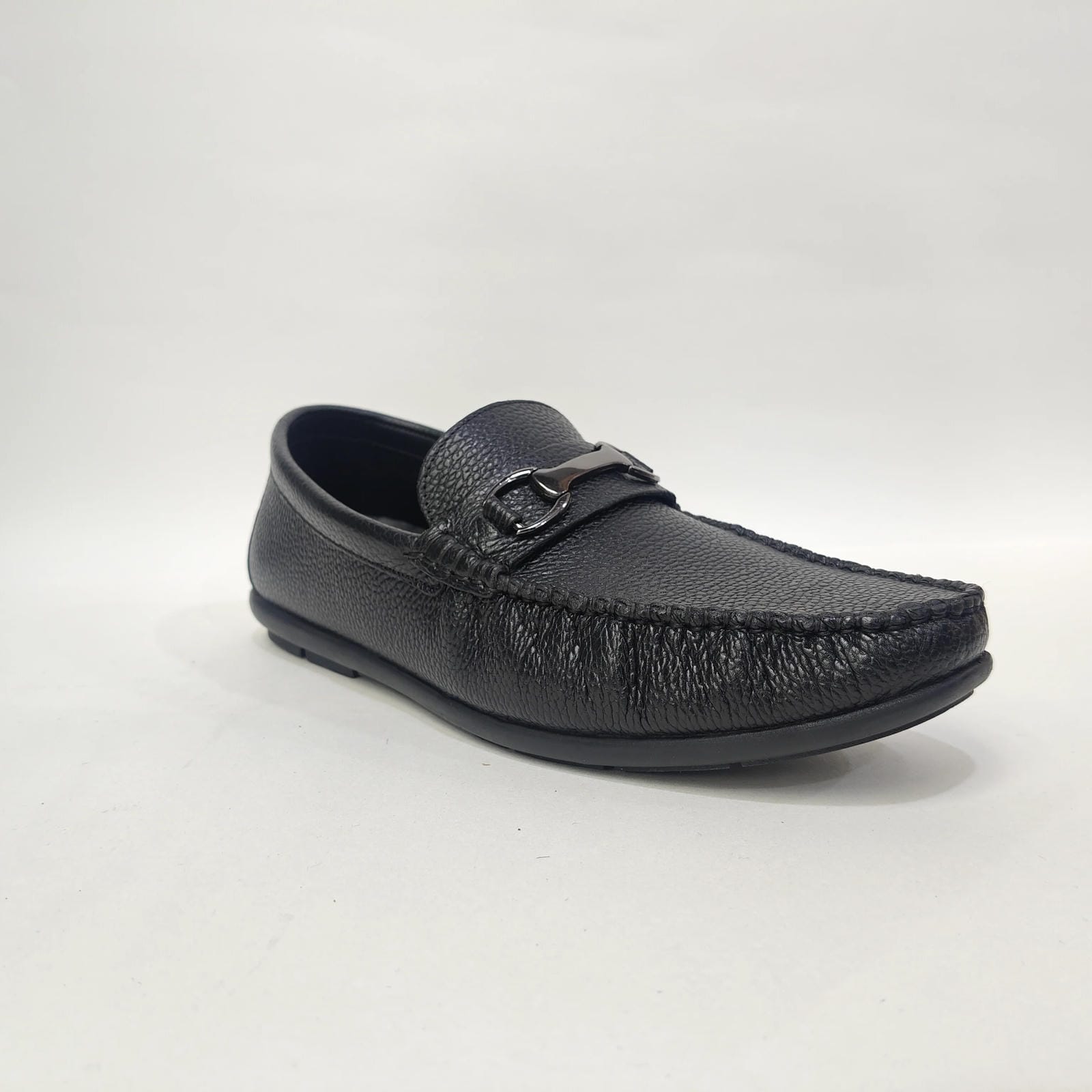 Men’s Genuine Leather Shoes – Black & Yellow