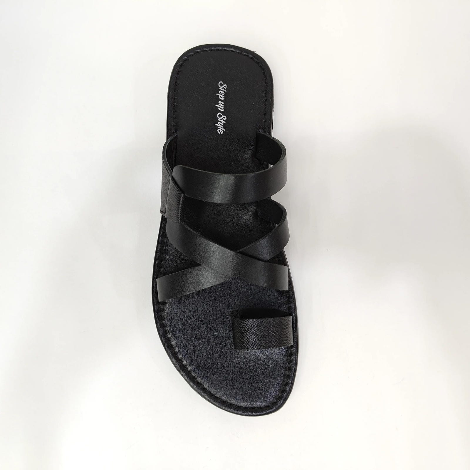 StepUpStyle Men’s Flat Leather Chappal – Black & Brown