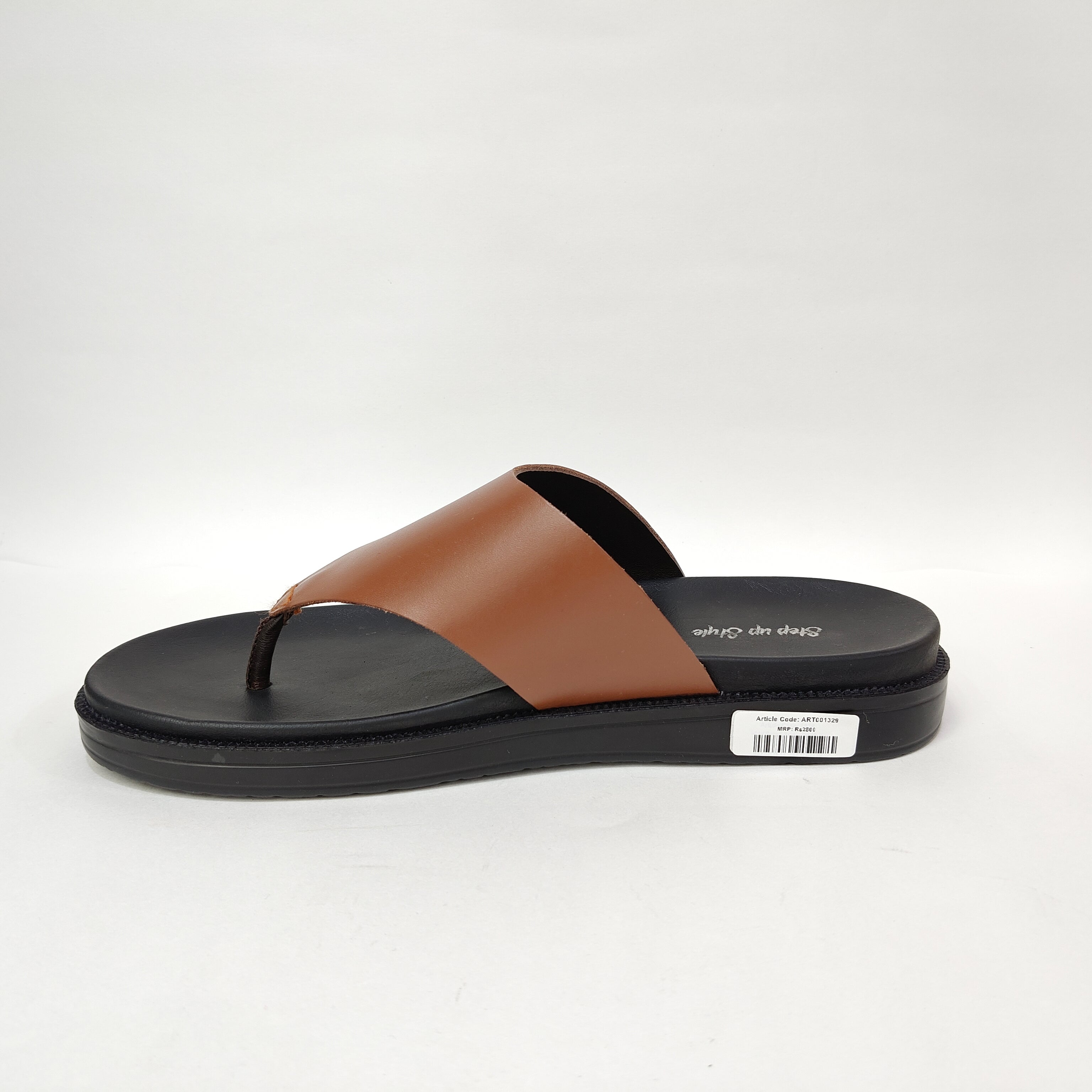 StepUpStyle Men’s Comfort Form P Chappal – Black & Tan