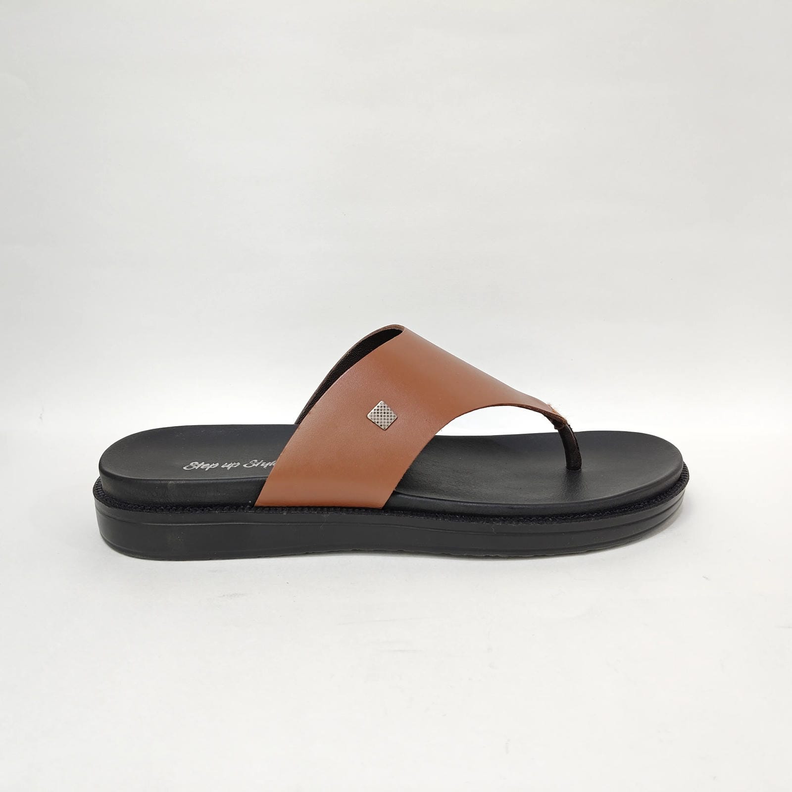 StepUpStyle Men’s Comfort Form P Chappal – Black & Tan