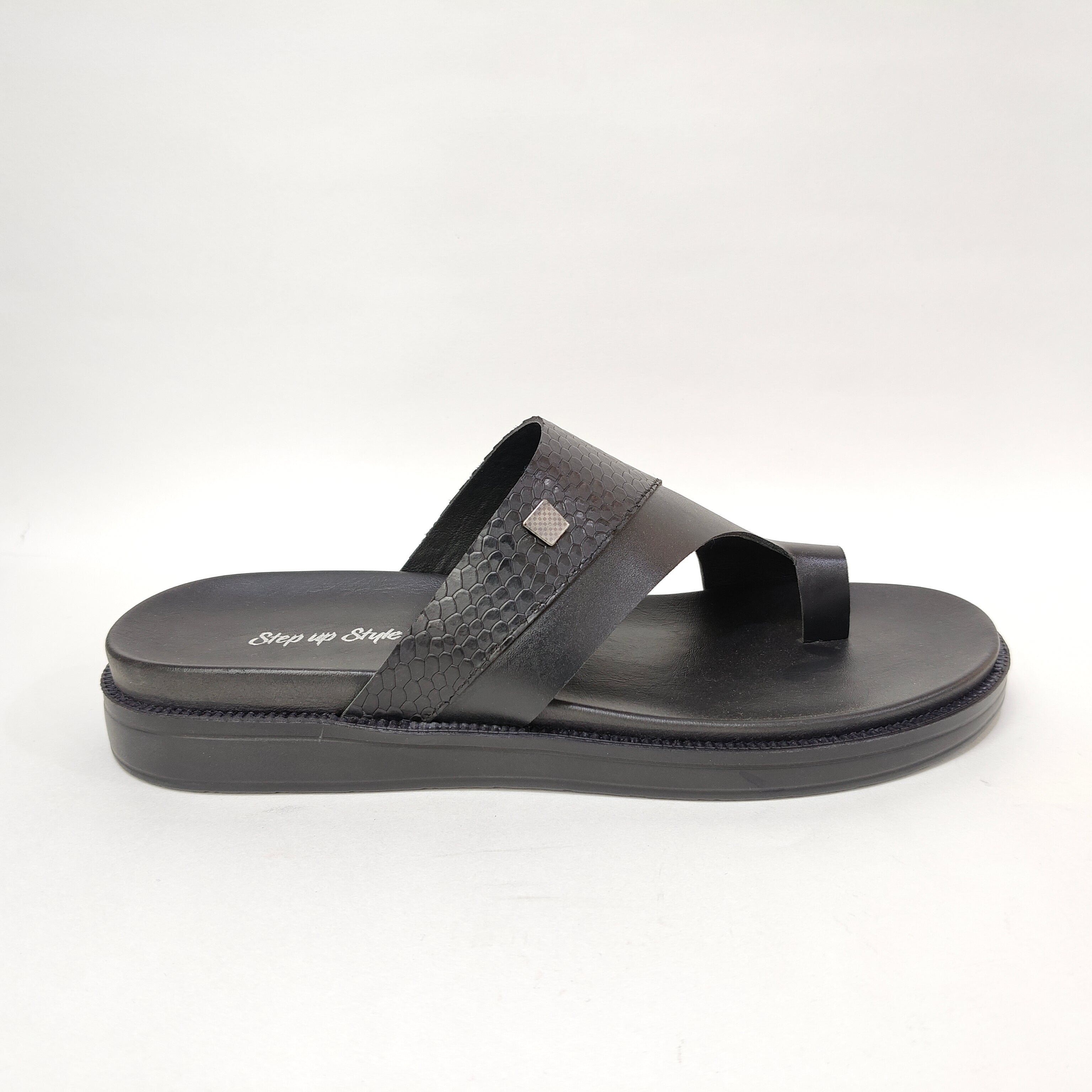 StepUpStyle Men’s Comfort Snake Shield Chappal – Black & Brown