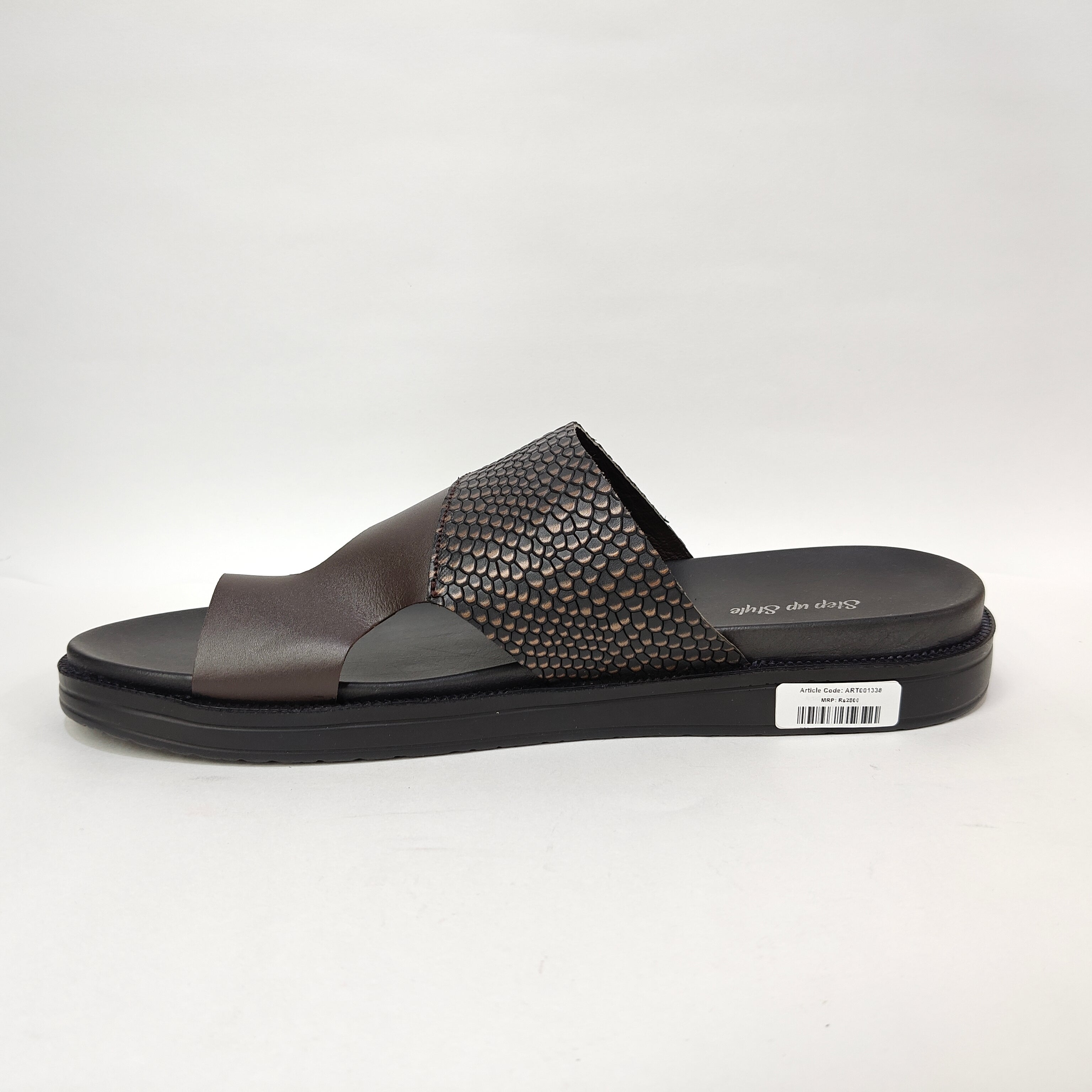 StepUpStyle Men’s Comfort Snake Shield Chappal – Black & Brown