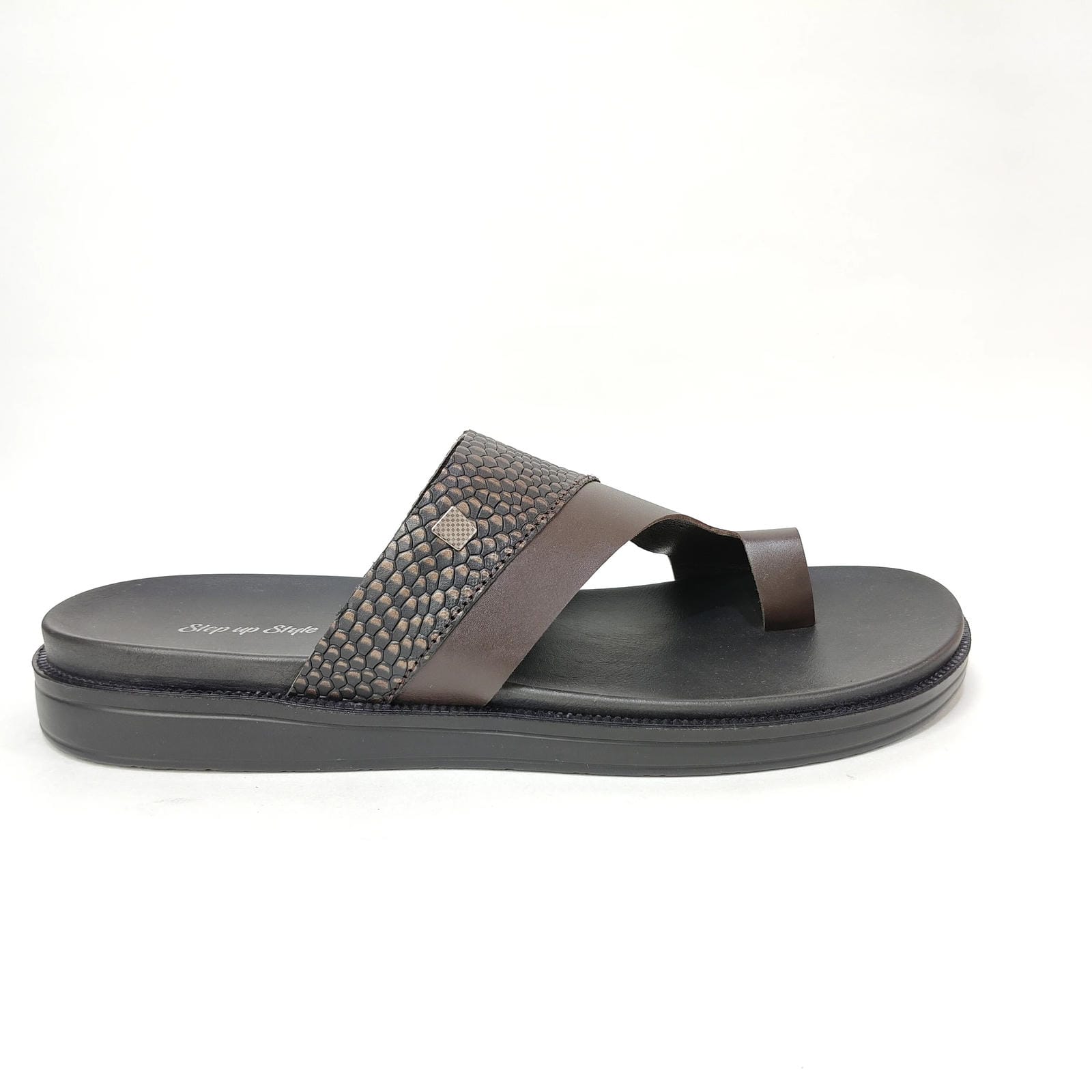 StepUpStyle Men’s Comfort Snake Shield Chappal – Black & Brown