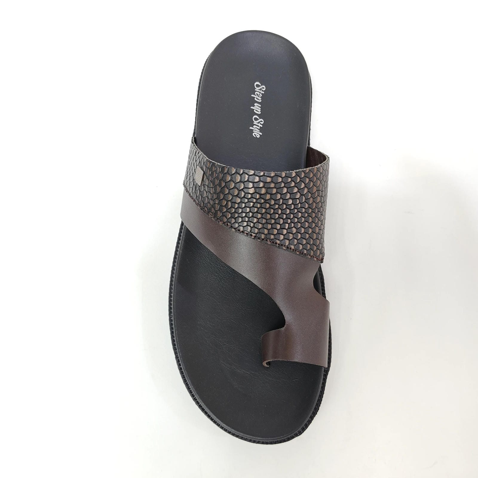 StepUpStyle Men’s Comfort Snake Shield Chappal – Black & Brown