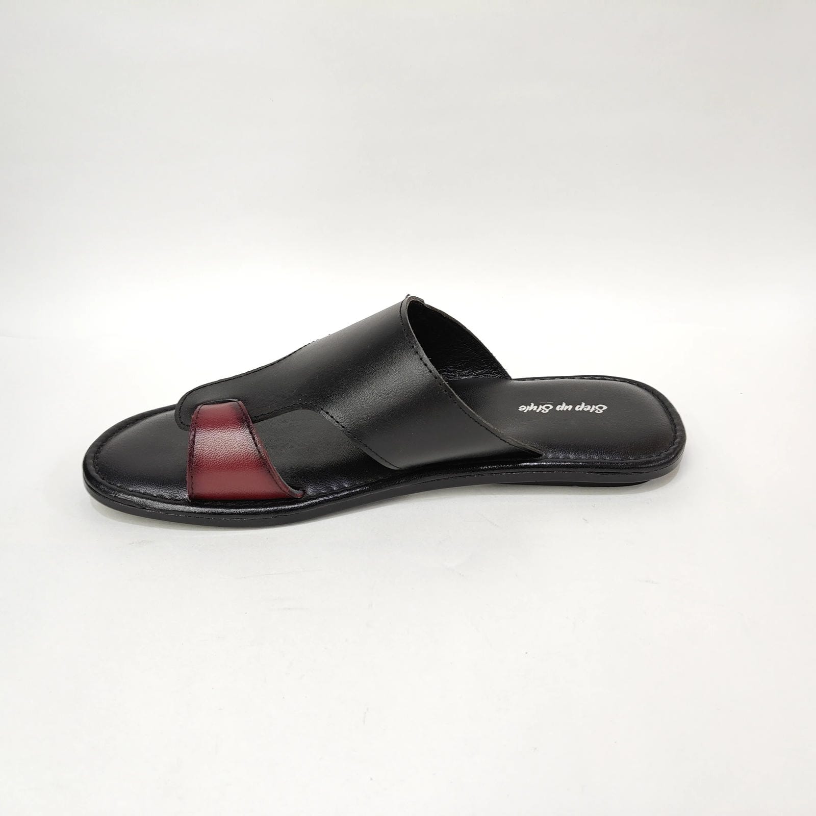 StepUpStyle Men’s Flat Hook Leather Chappal – Maroon & Tan
