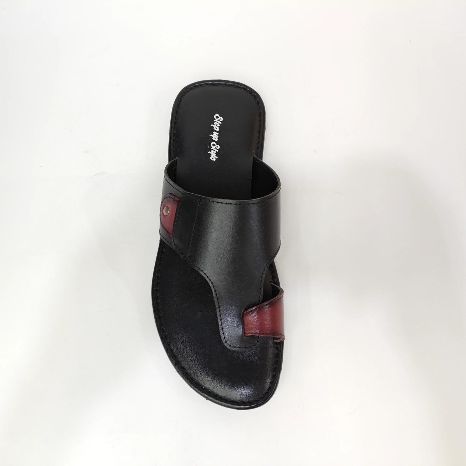StepUpStyle Men’s Flat Hook Leather Chappal – Maroon & Tan