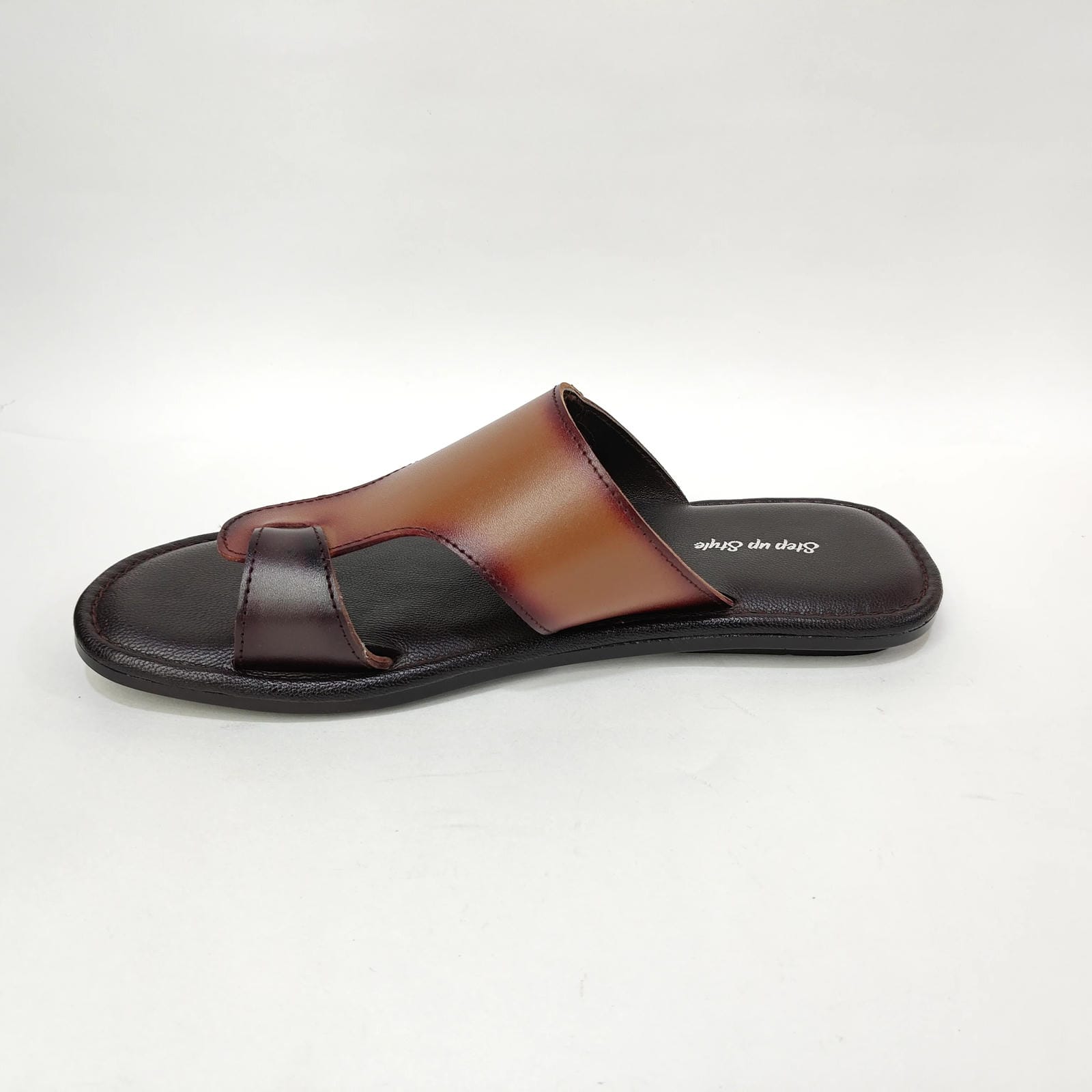 StepUpStyle Men’s Flat Hook Leather Chappal – Maroon & Tan