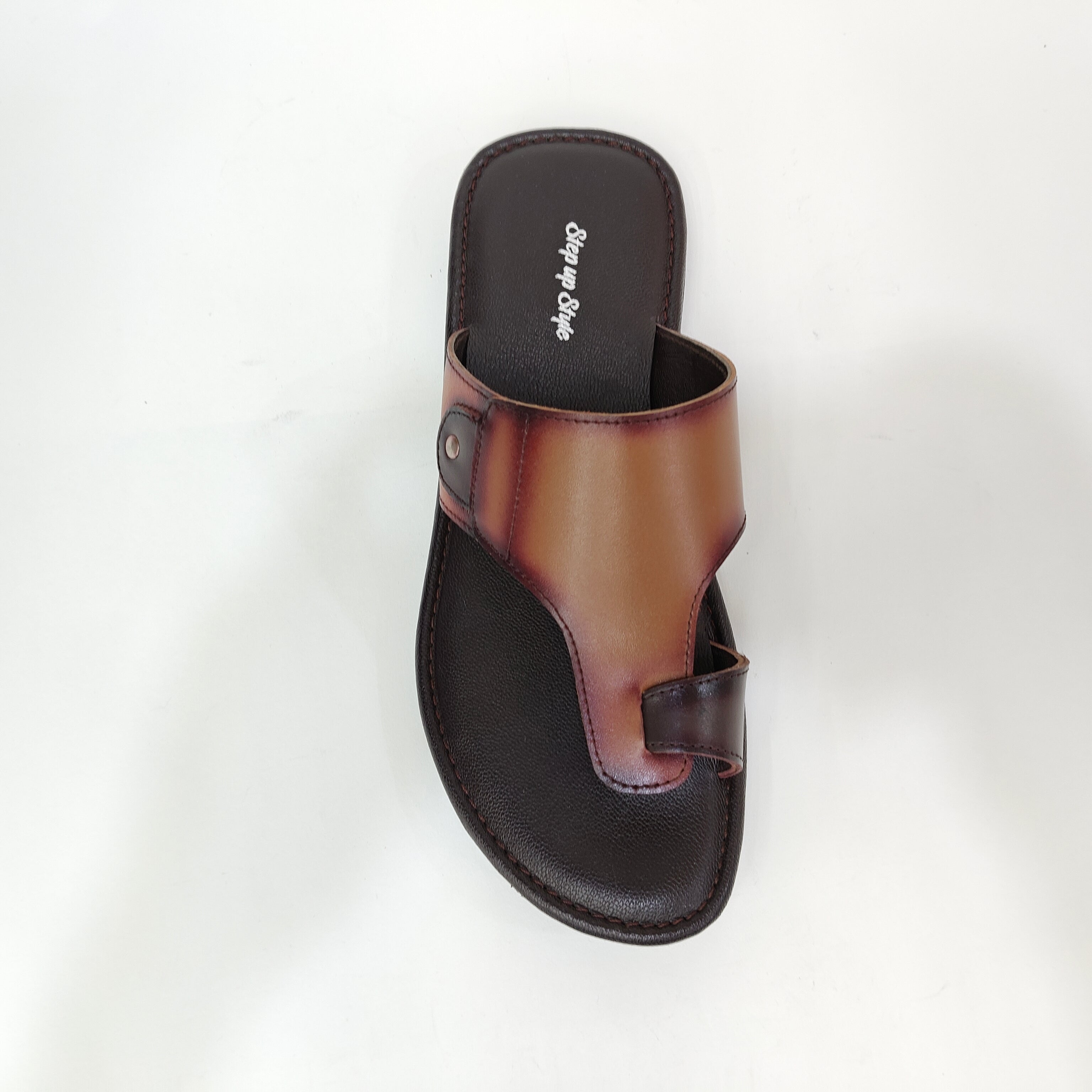 StepUpStyle Men’s Flat Hook Leather Chappal – Maroon & Tan
