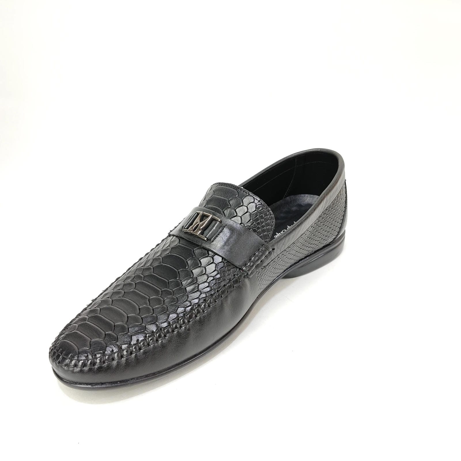 StepUpStyle Men’s Snake Shield Leather Loafer – Maroon, Cream & Black