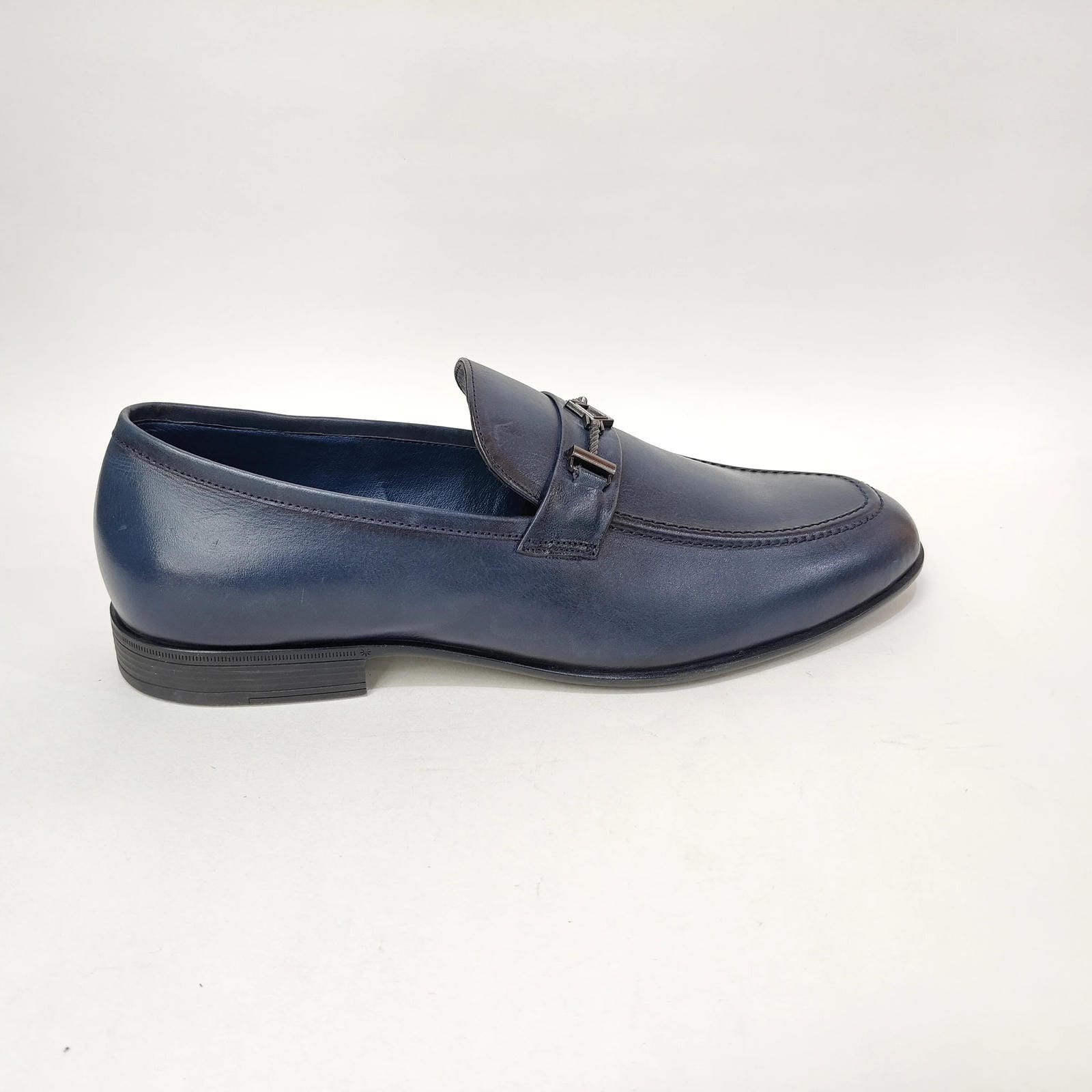 StepUpStyle Men’s Genuine Leather Loafer S.P – Black & Blue