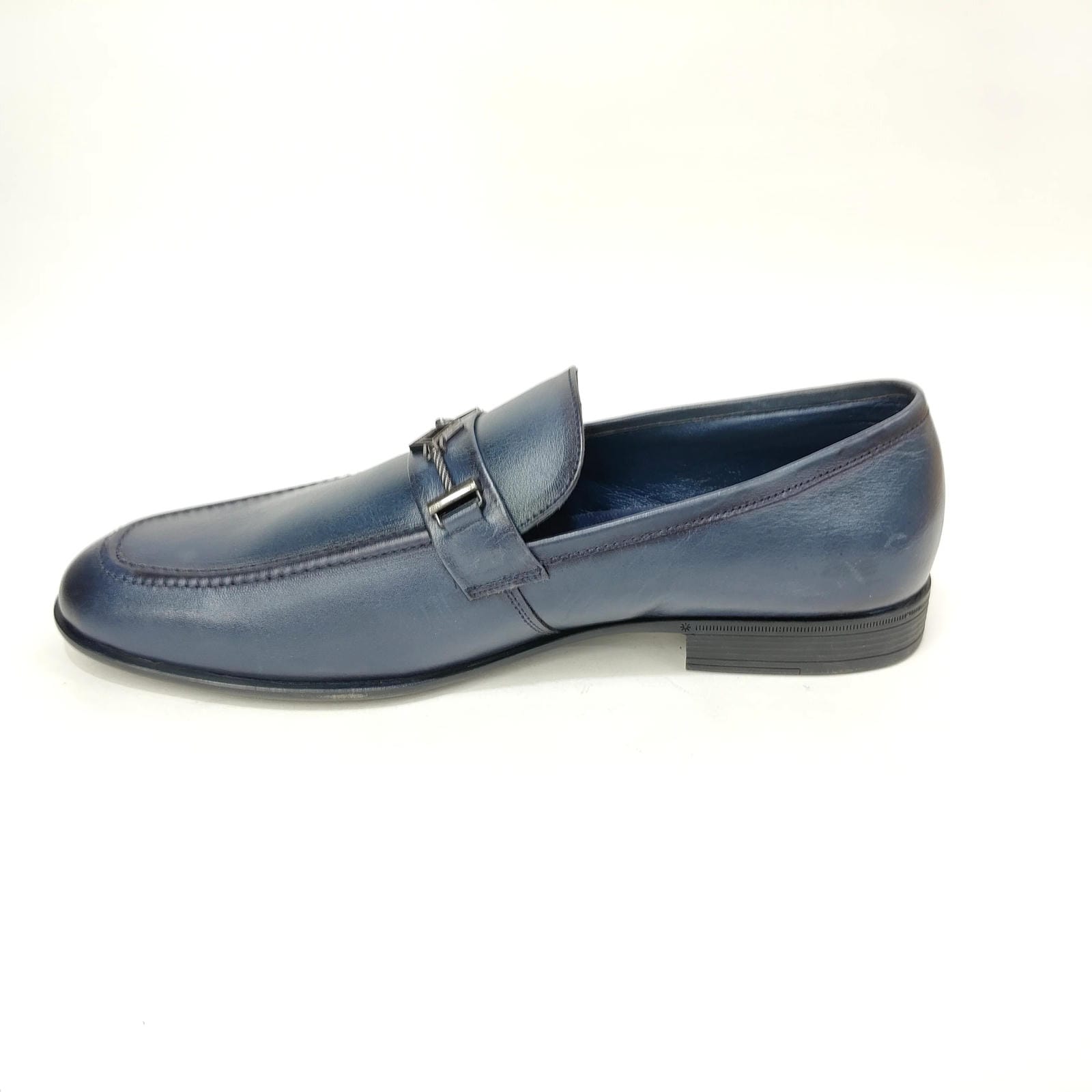 StepUpStyle Men’s Genuine Leather Loafer S.P – Black & Blue