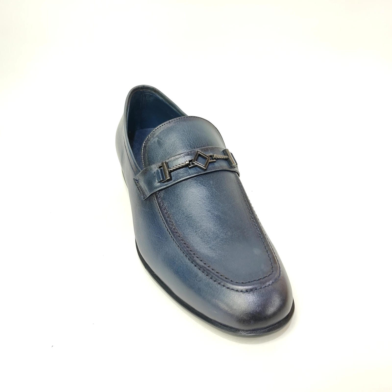 StepUpStyle Men’s Genuine Leather Loafer S.P – Black & Blue