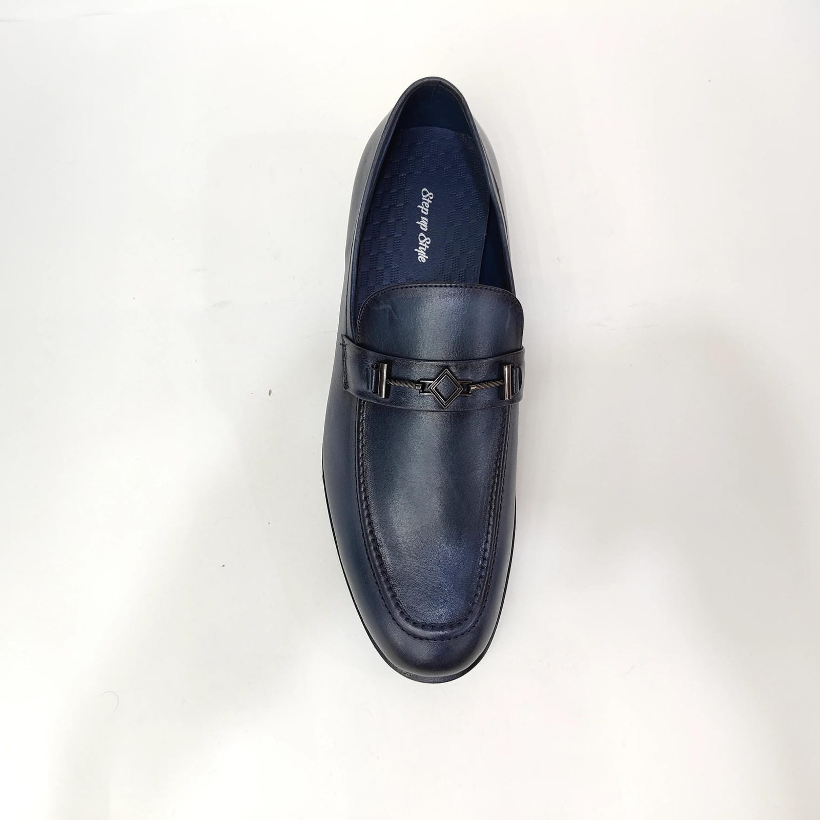 StepUpStyle Men’s Genuine Leather Loafer S.P – Black & Blue