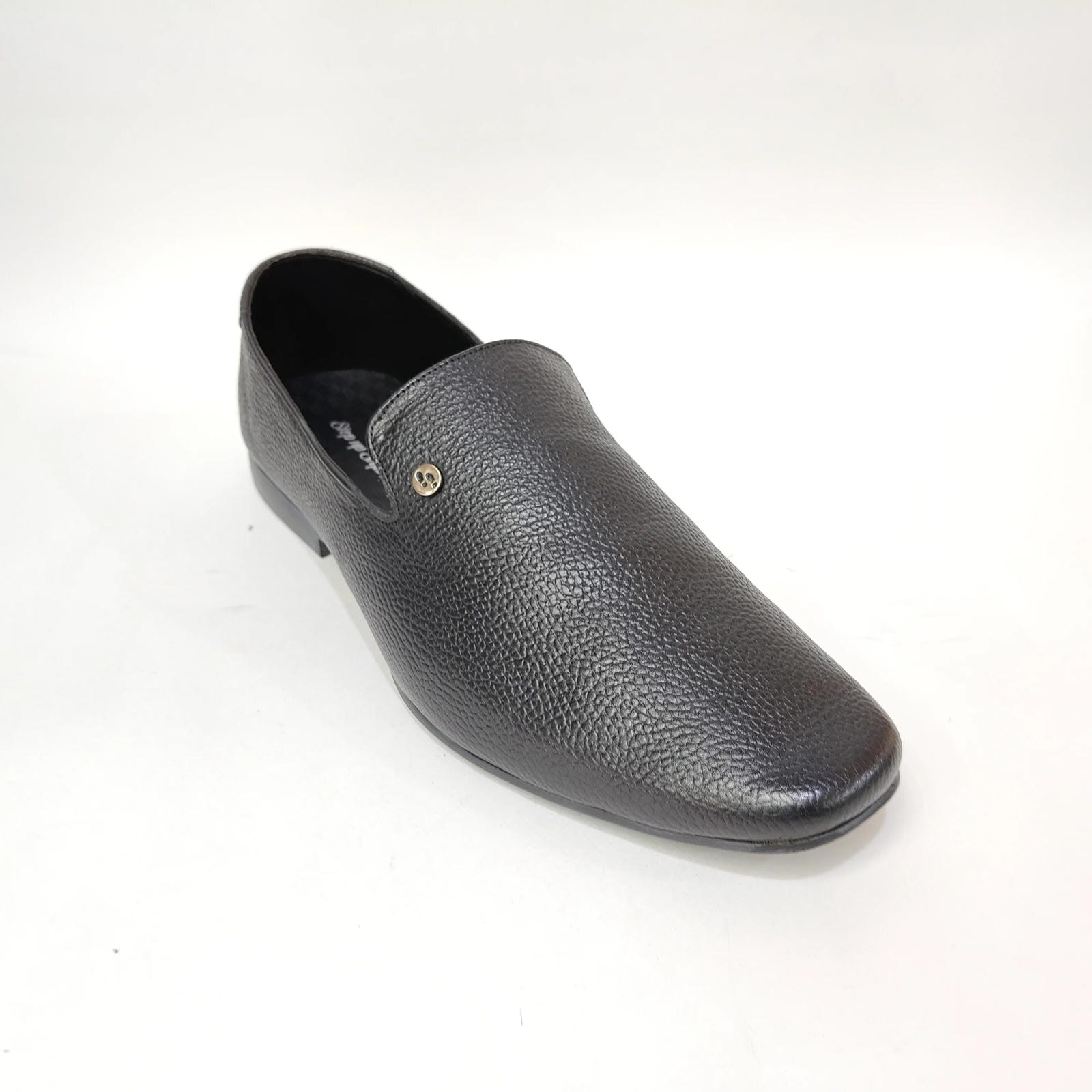 StepUpStyle Men’s Genuine Leather Button Loafer – Black & Blue