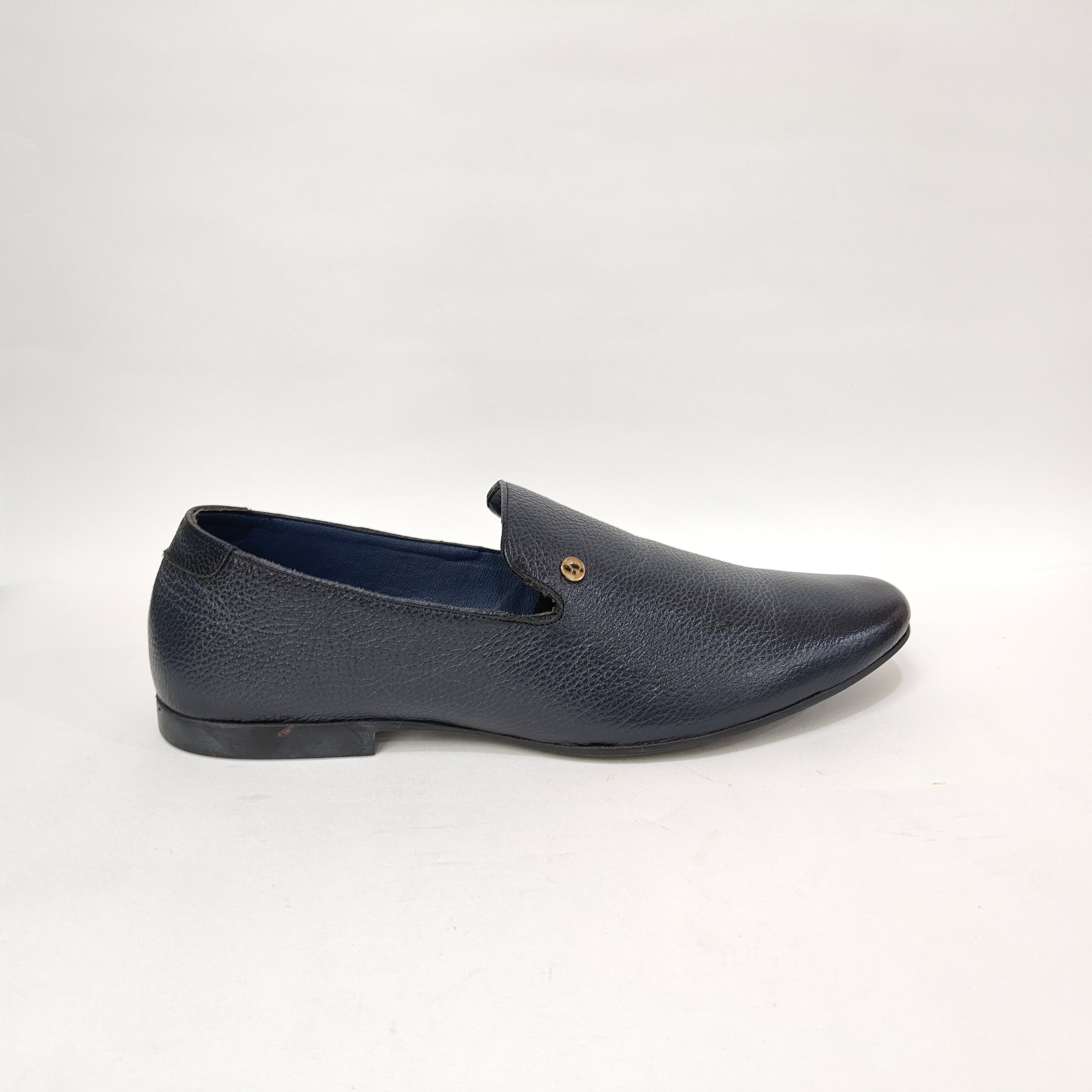 StepUpStyle Men’s Genuine Leather Button Loafer – Black & Blue