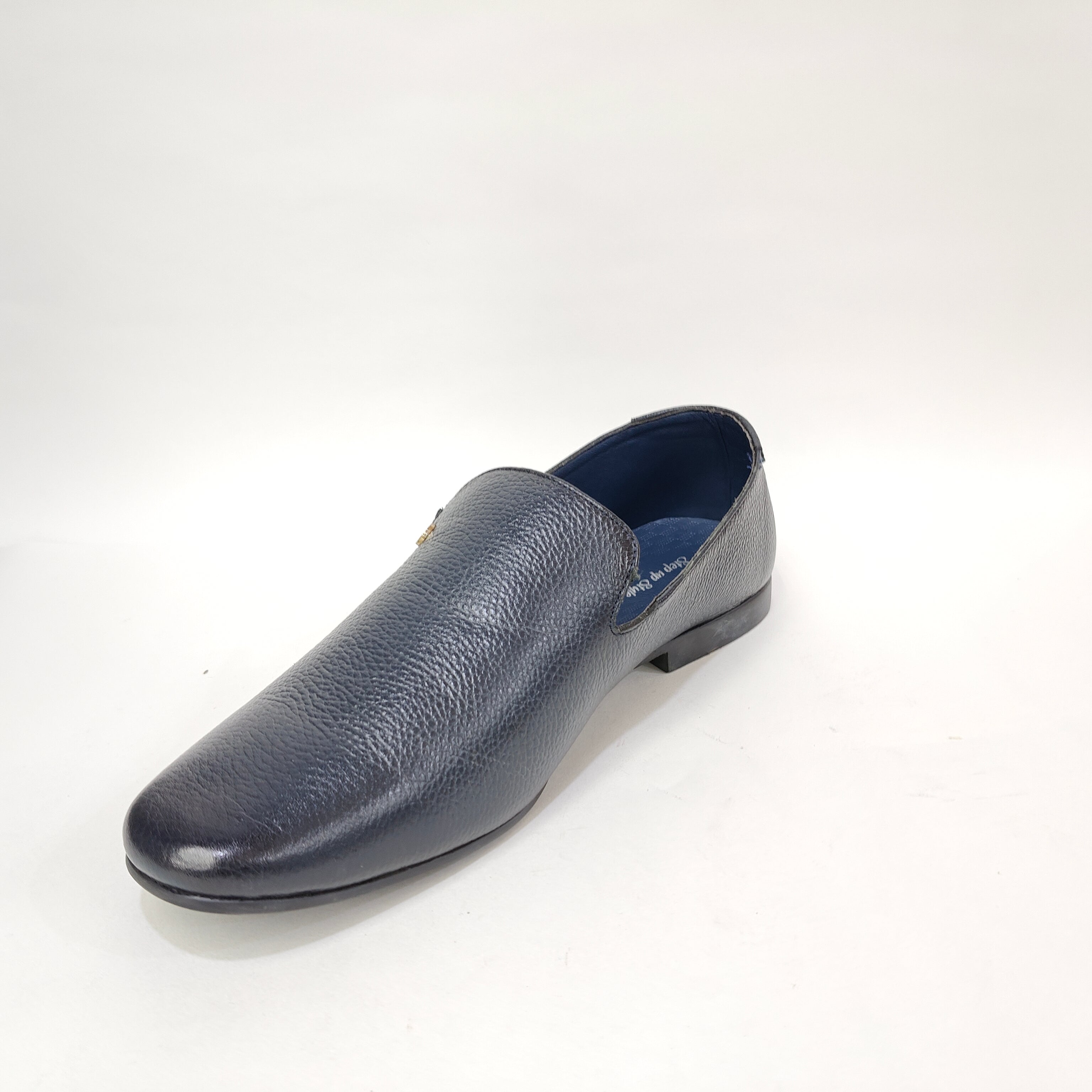 StepUpStyle Men’s Genuine Leather Button Loafer – Black & Blue