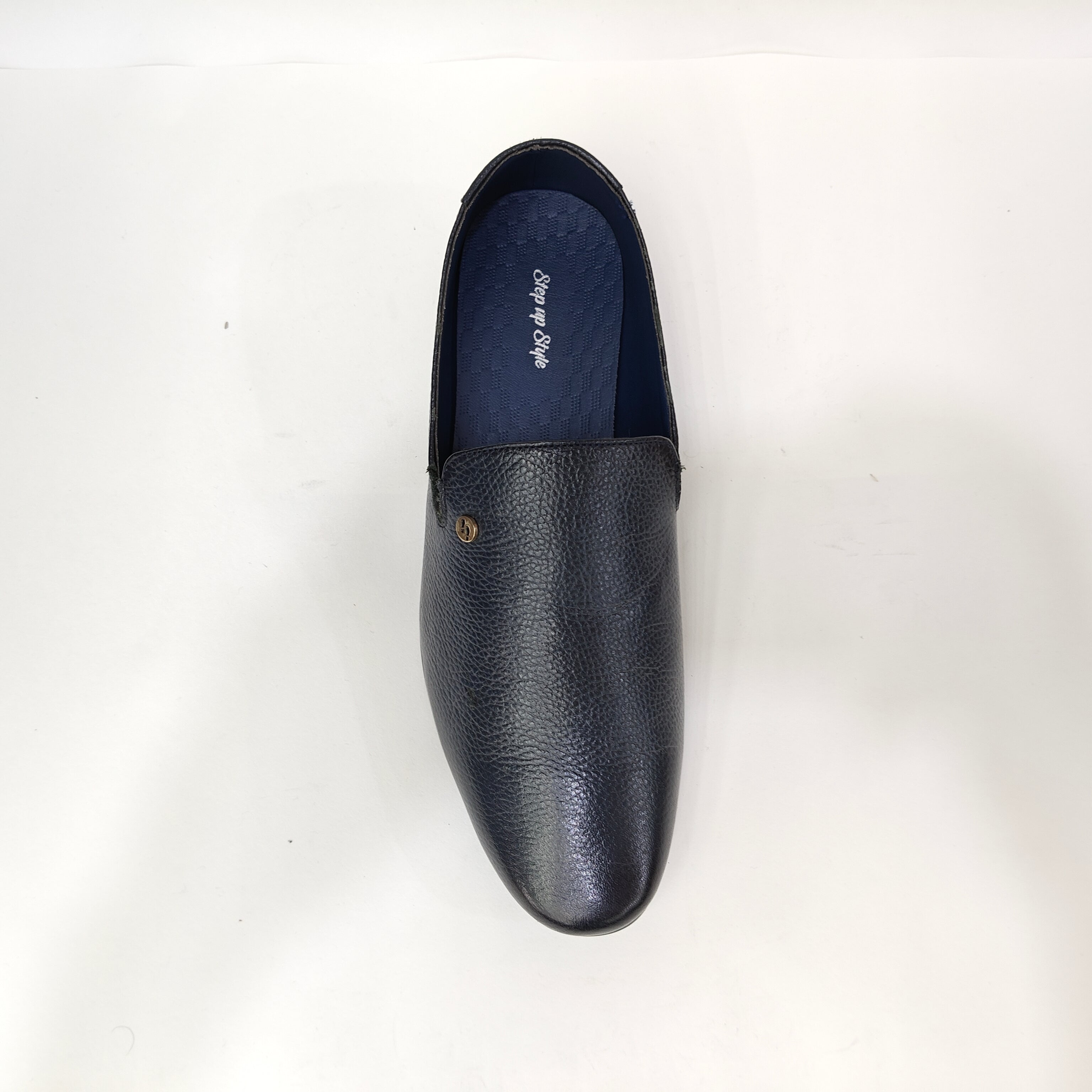 StepUpStyle Men’s Genuine Leather Button Loafer – Black & Blue