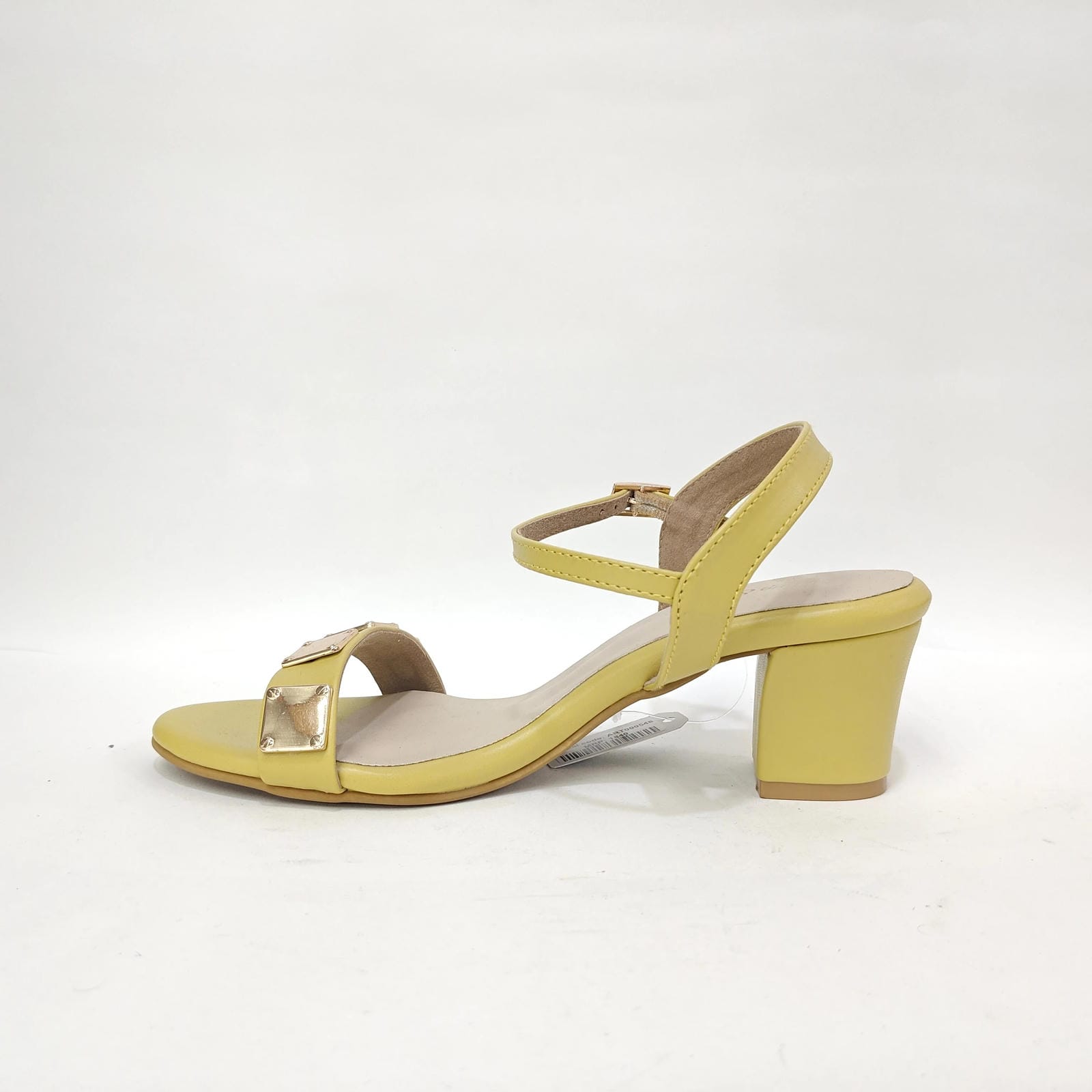Block Heel with Square Pattern – Yellow, Brown & Black