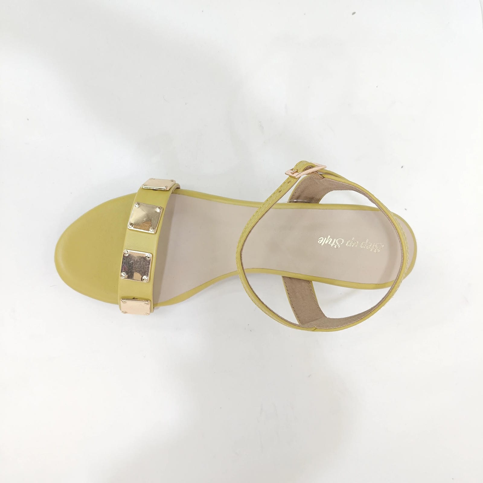 Block Heel with Square Pattern – Yellow, Brown & Black