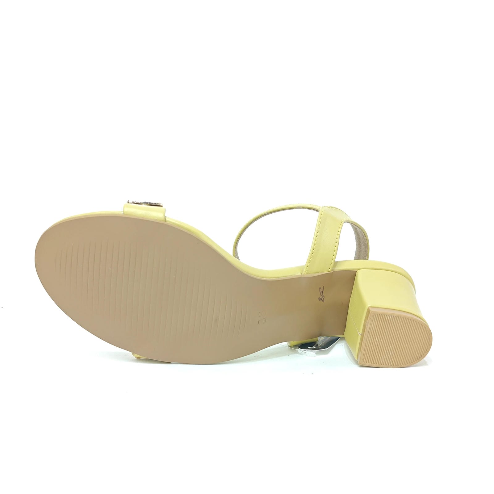 Block Heel with Square Pattern – Yellow, Brown & Black