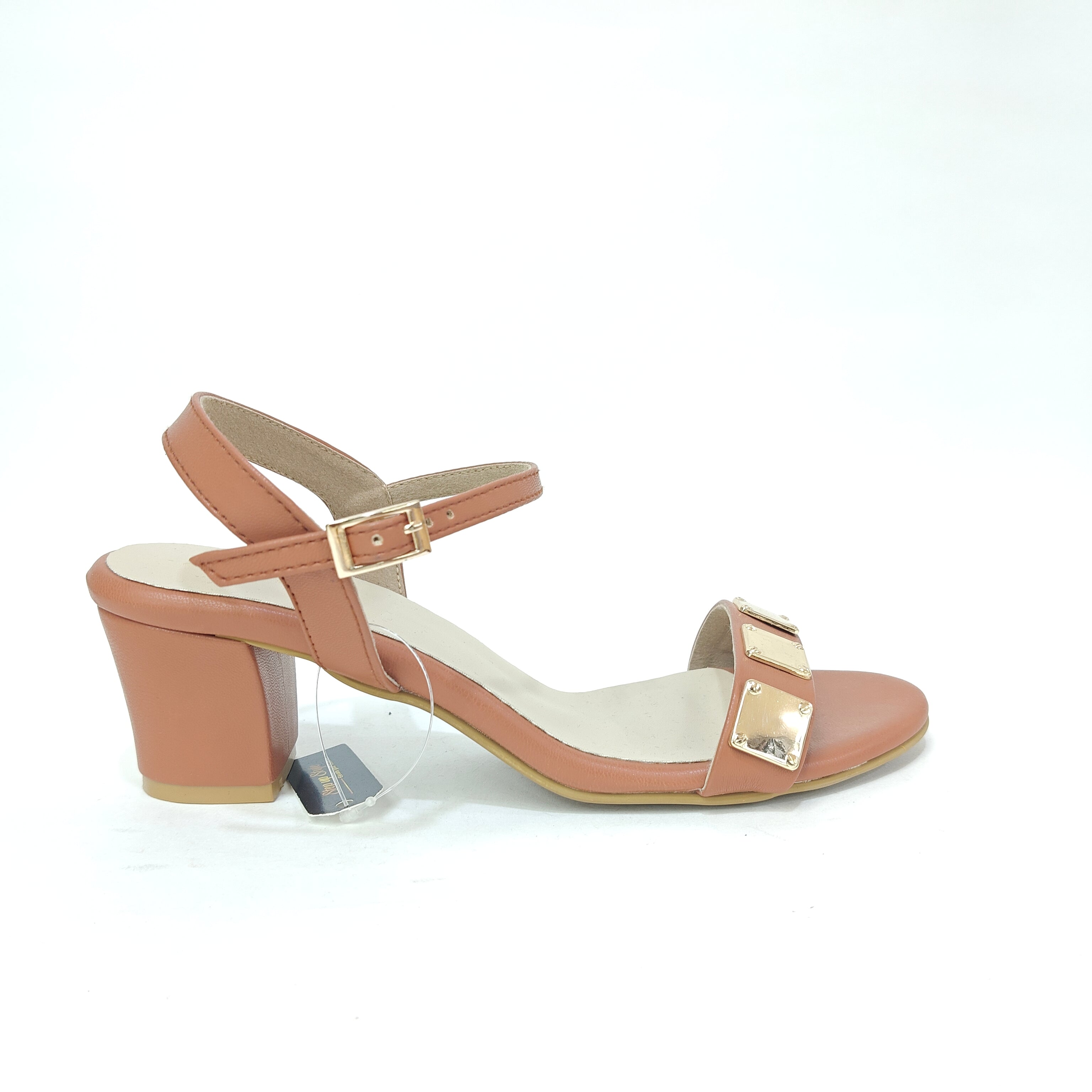 Block Heel with Square Pattern – Yellow, Brown & Black