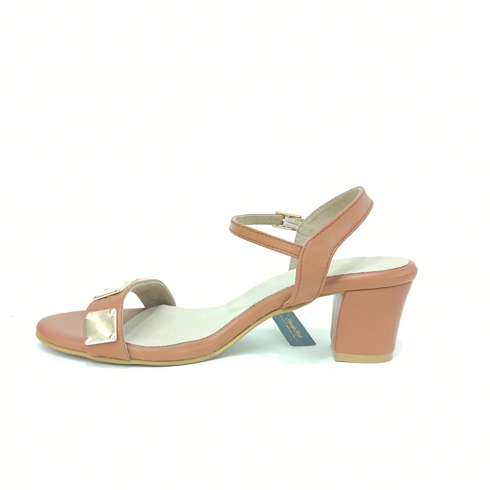 Block Heel with Square Pattern – Yellow, Brown & Black
