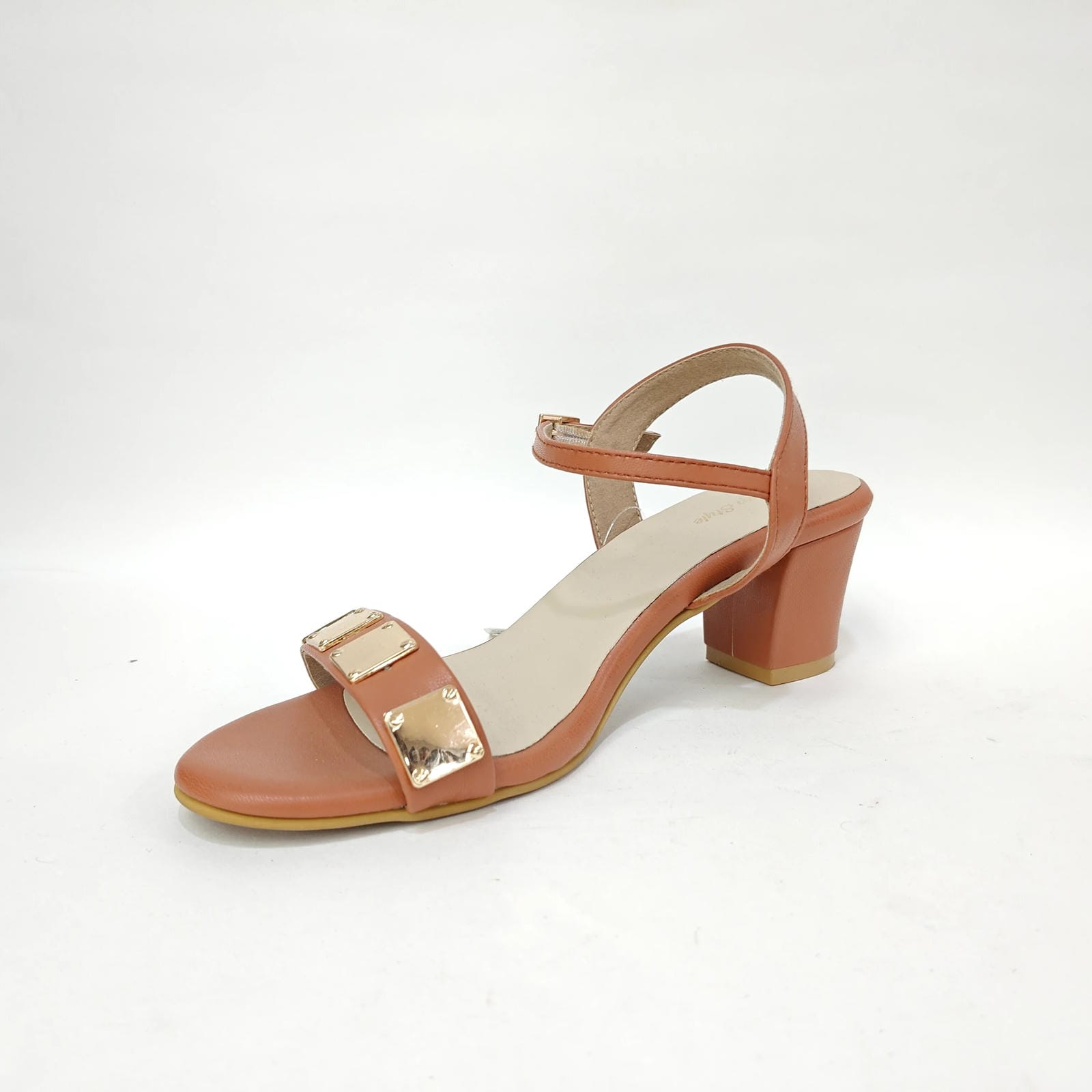 Block Heel with Square Pattern – Yellow, Brown & Black