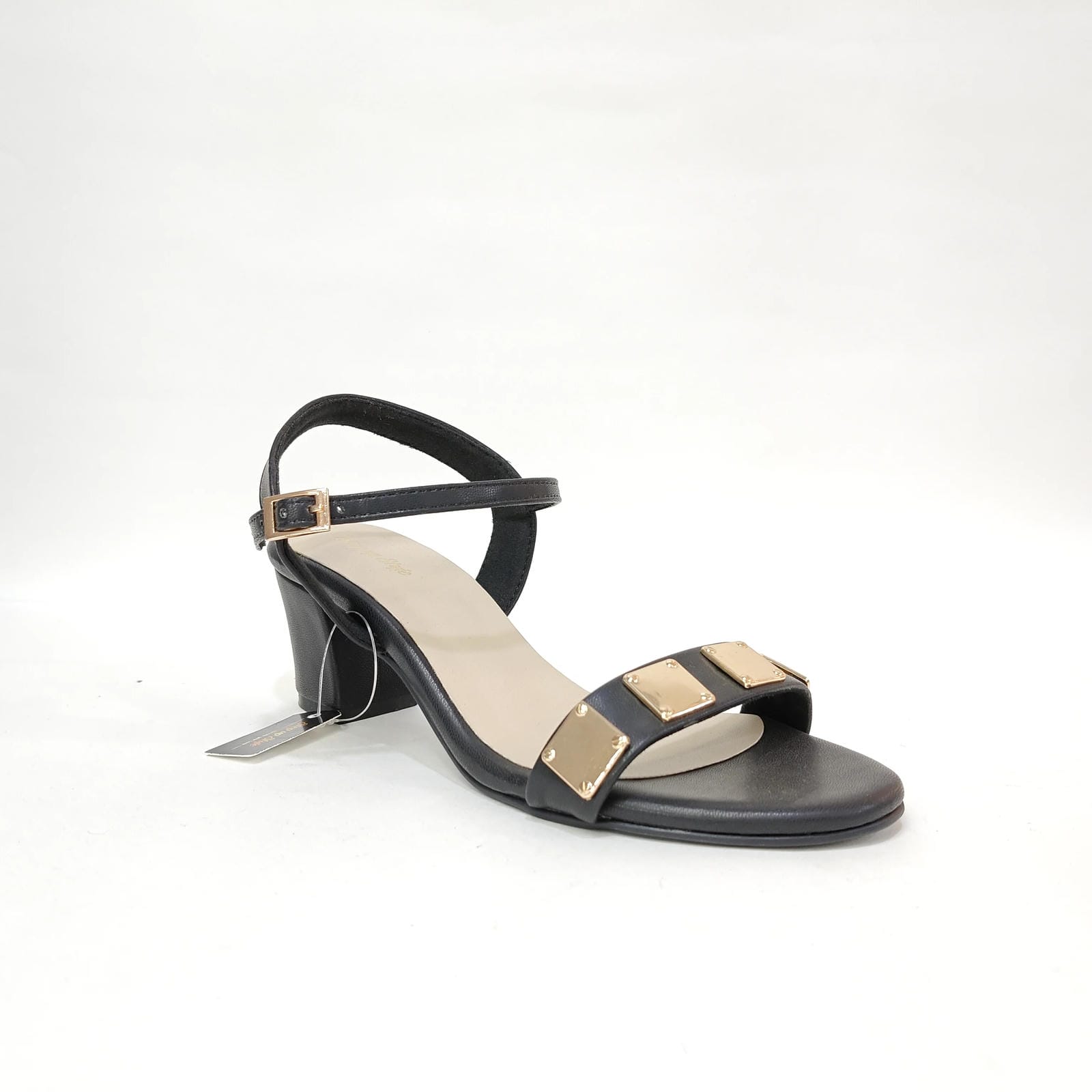 Block Heel with Square Pattern – Yellow, Brown & Black