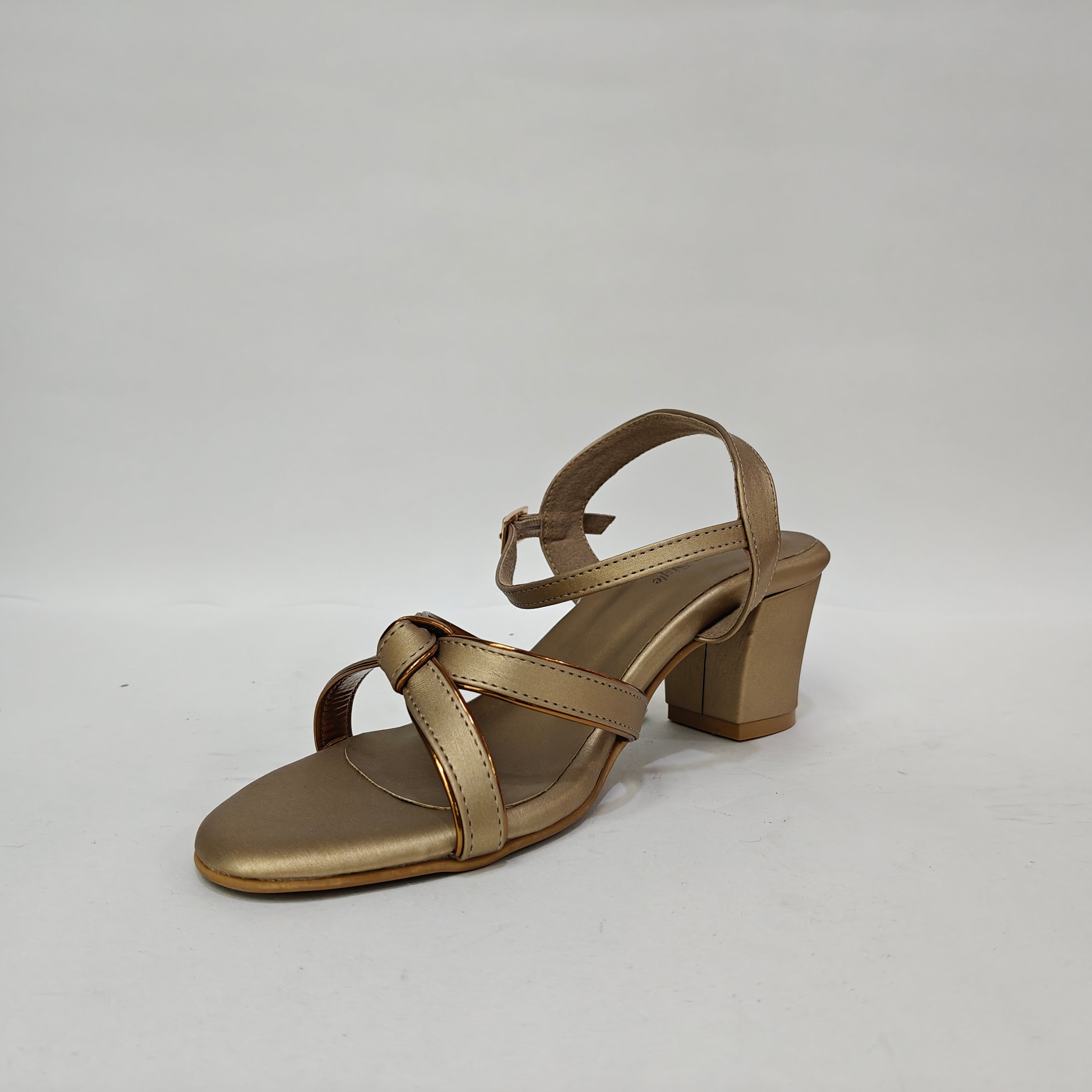 Block Heel with Tie Belt – Beige & Golden