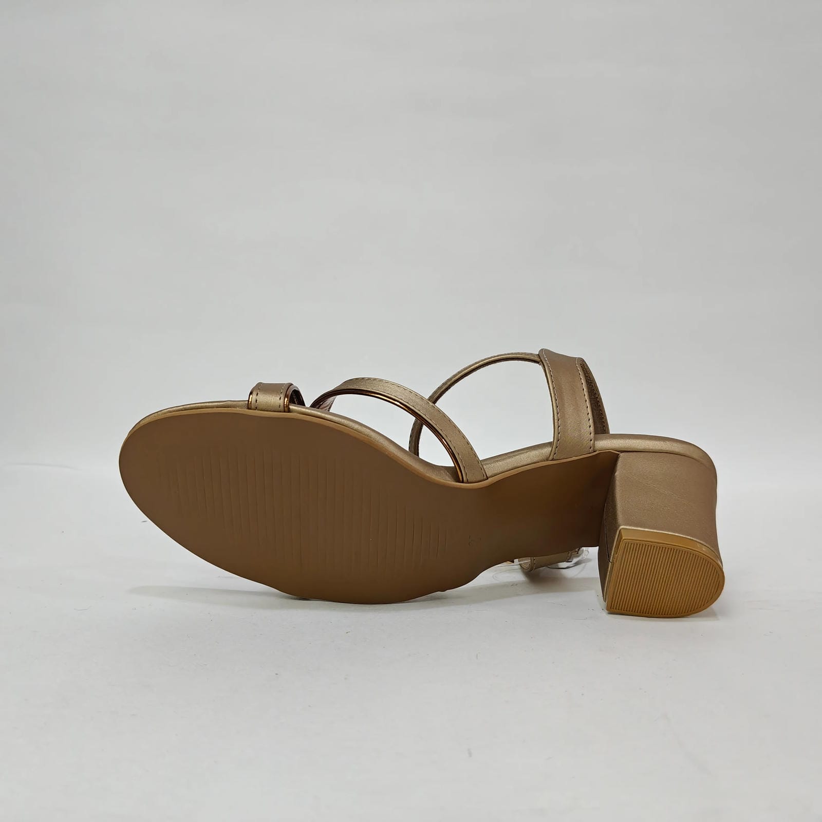Block Heel with Tie Belt – Beige & Golden