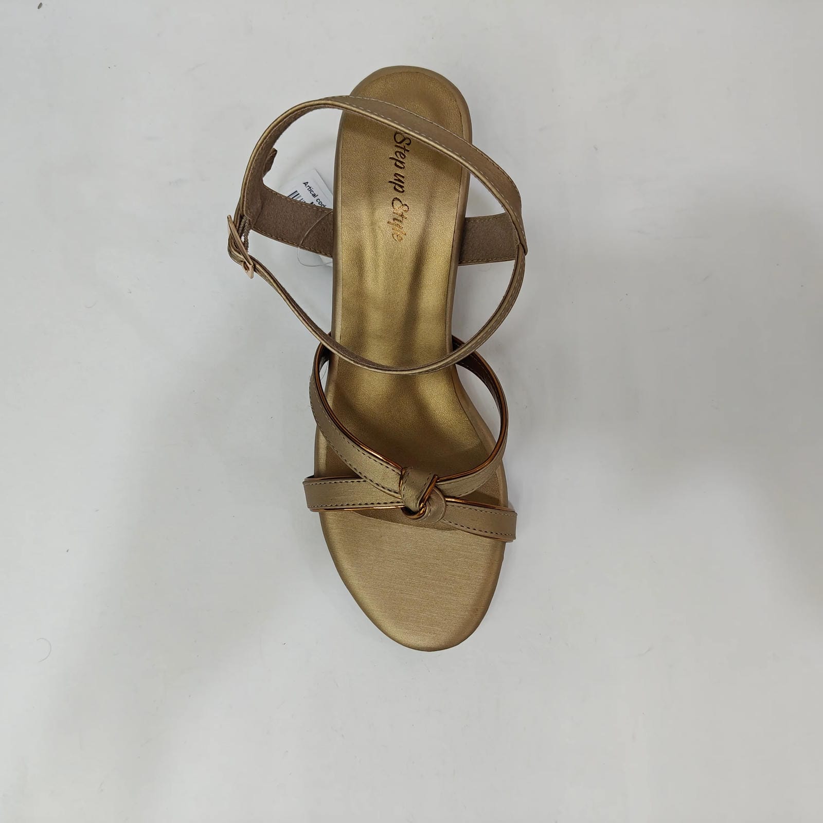 Block Heel with Tie Belt – Beige & Golden
