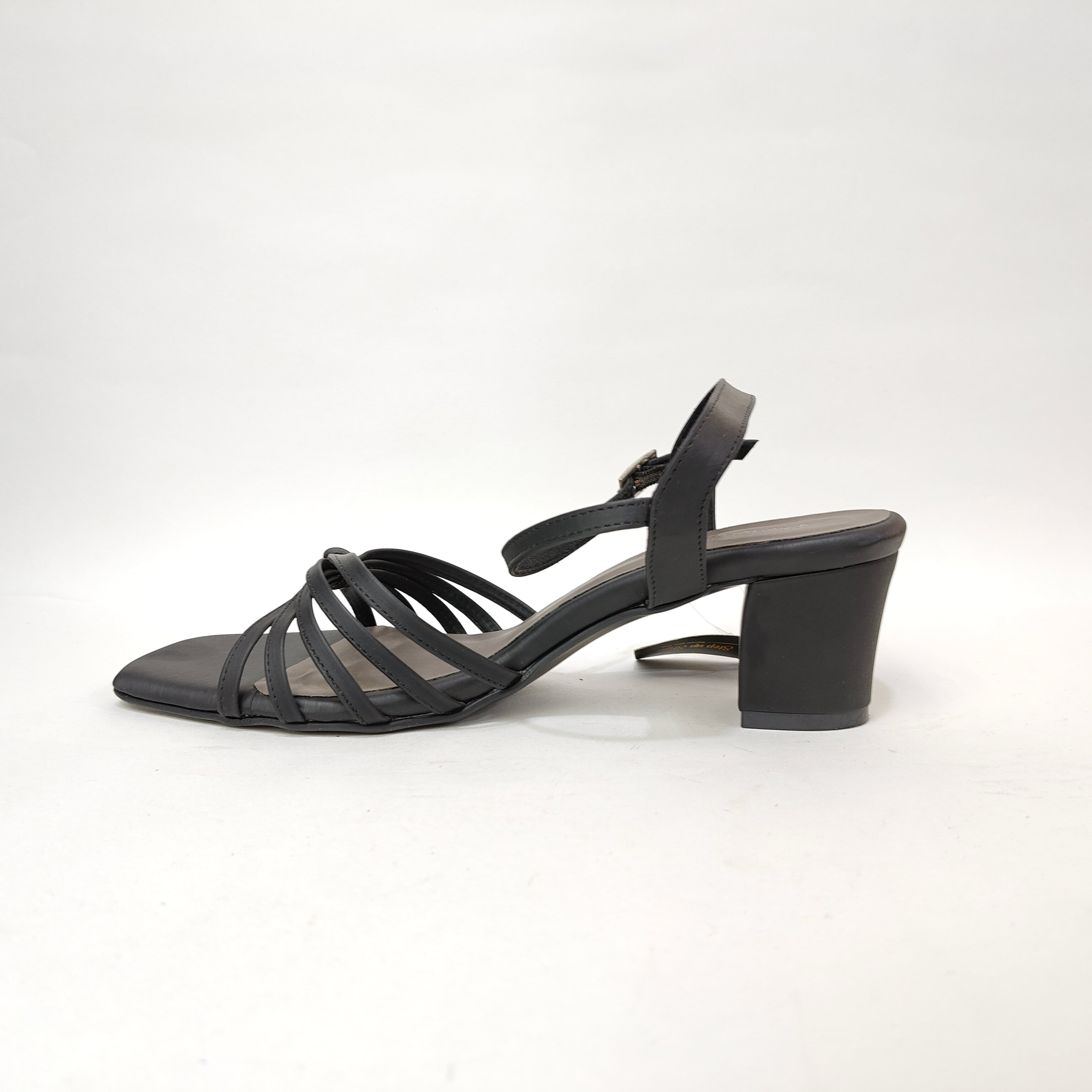 4 Cross Belt Block Heel – Peach, Black & Cream