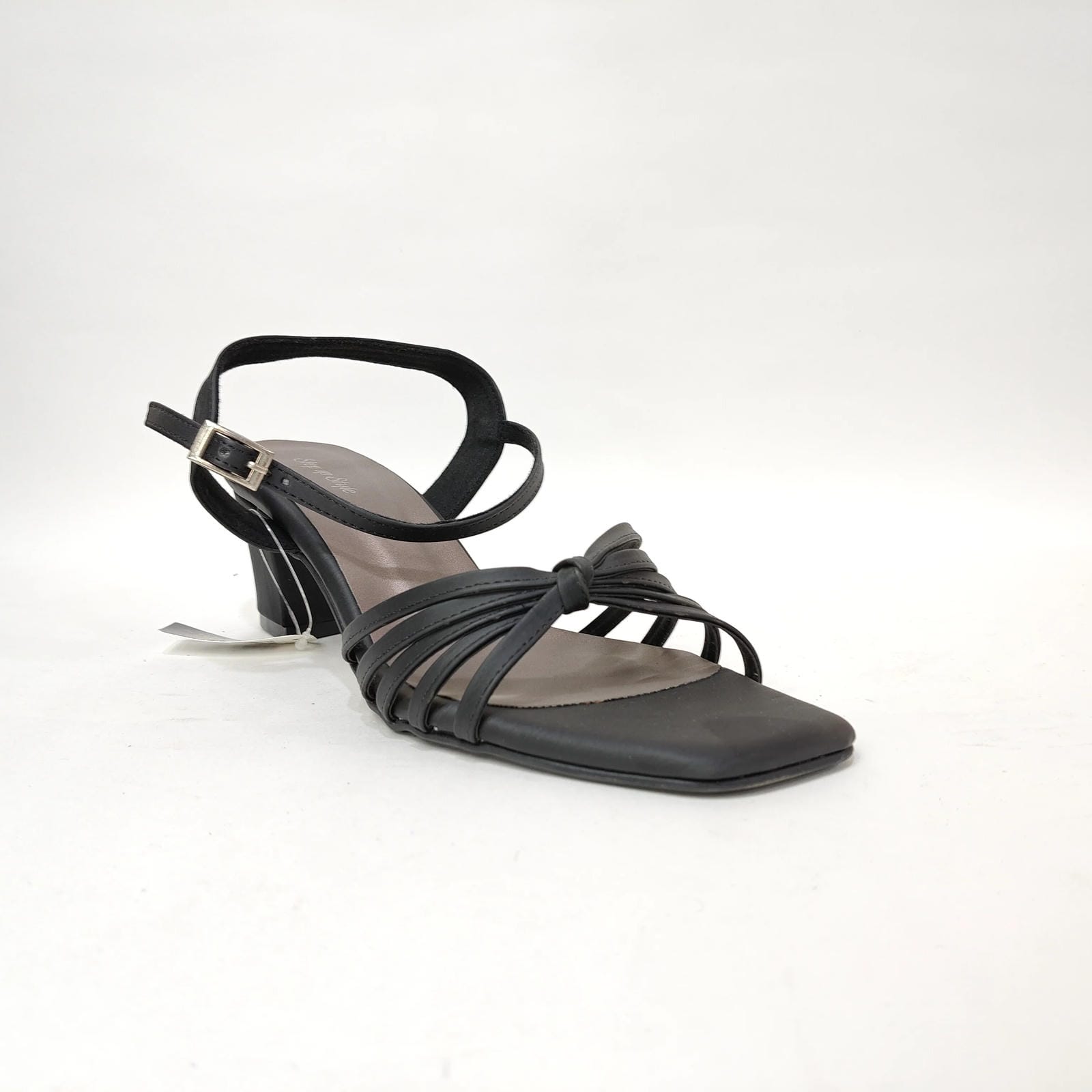 4 Cross Belt Block Heel – Peach, Black & Cream
