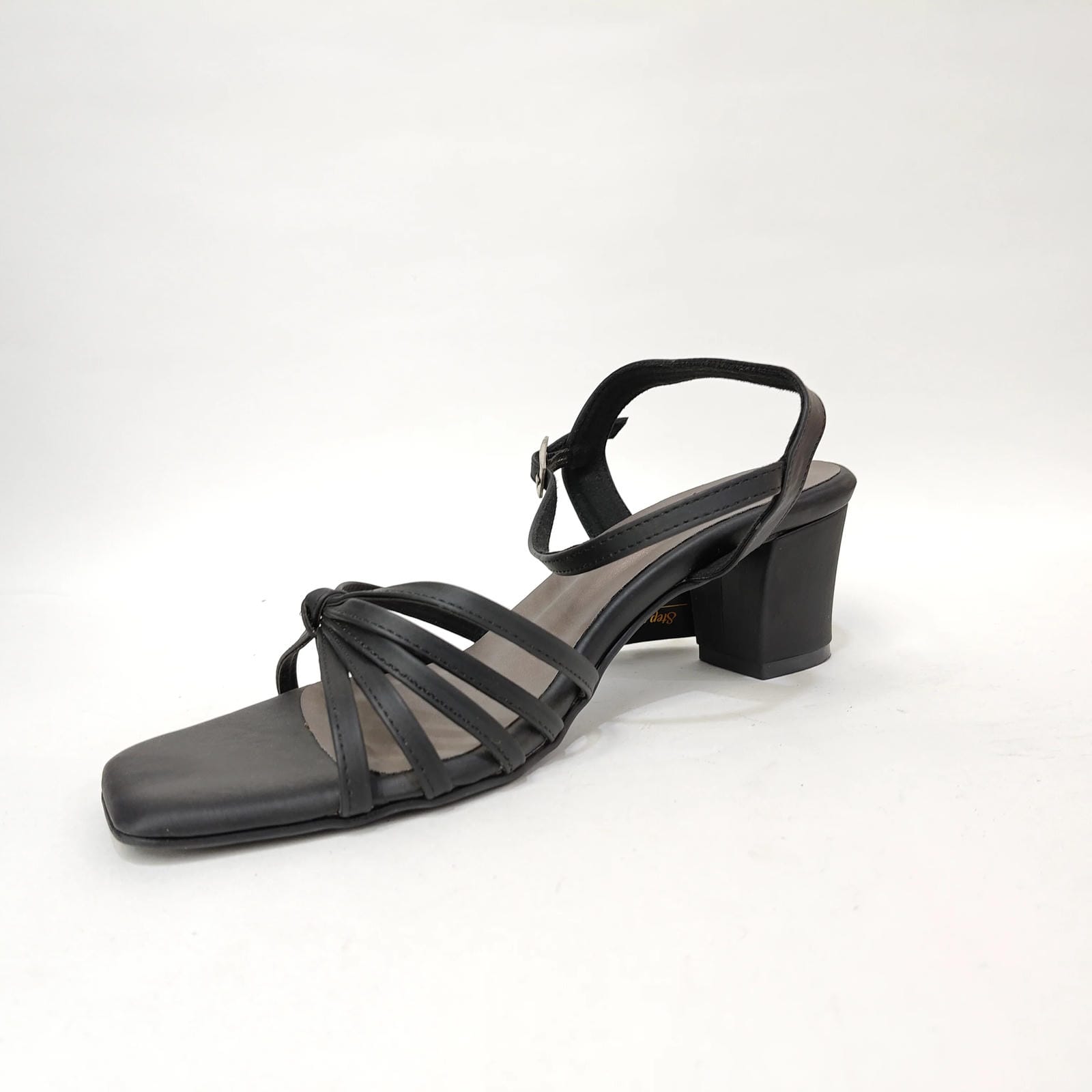 4 Cross Belt Block Heel – Peach, Black & Cream