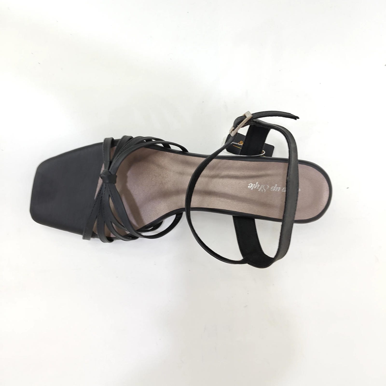 4 Cross Belt Block Heel – Peach, Black & Cream